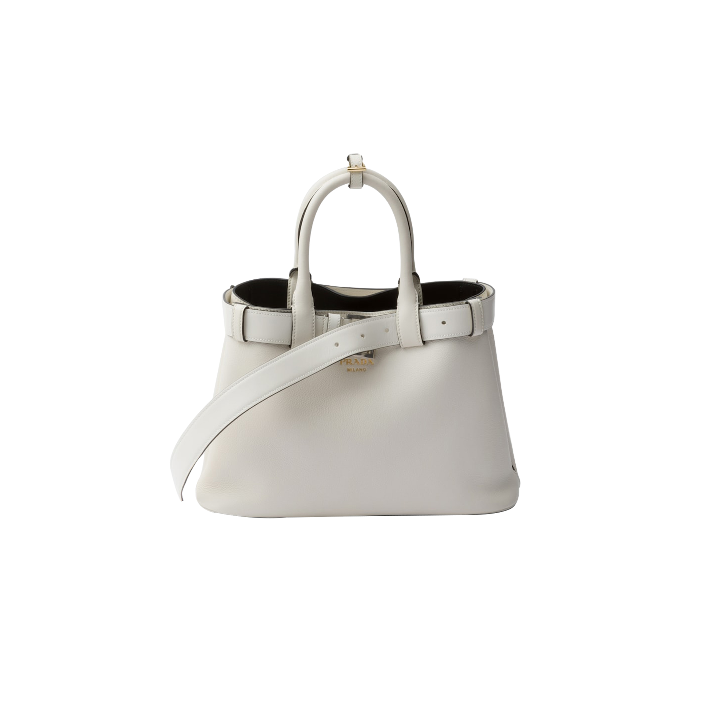 PRADA BUCKLE MEDIUM LEATHER HANDBAG WITH BELT 1BA434 (32*23*11cm) PRADA BUCKLE MEDIUM LEATHER HANDBAG WITH BELT 1BA434 (32*23*11cm)