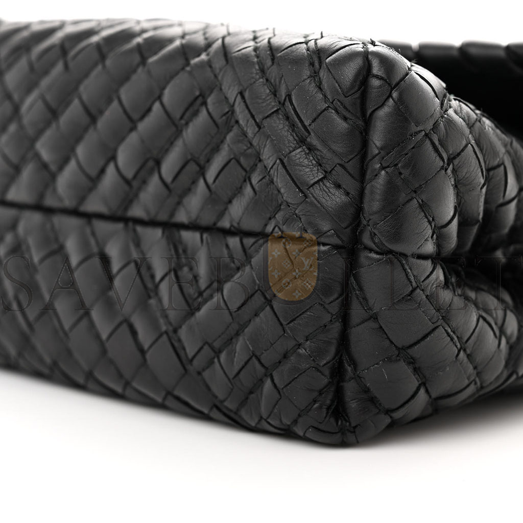 BOTTEGA VENETA NAPPA INTRECCIATO BABY OLIMPIA SHOULDER BAG BLACK (23*17*8cm)