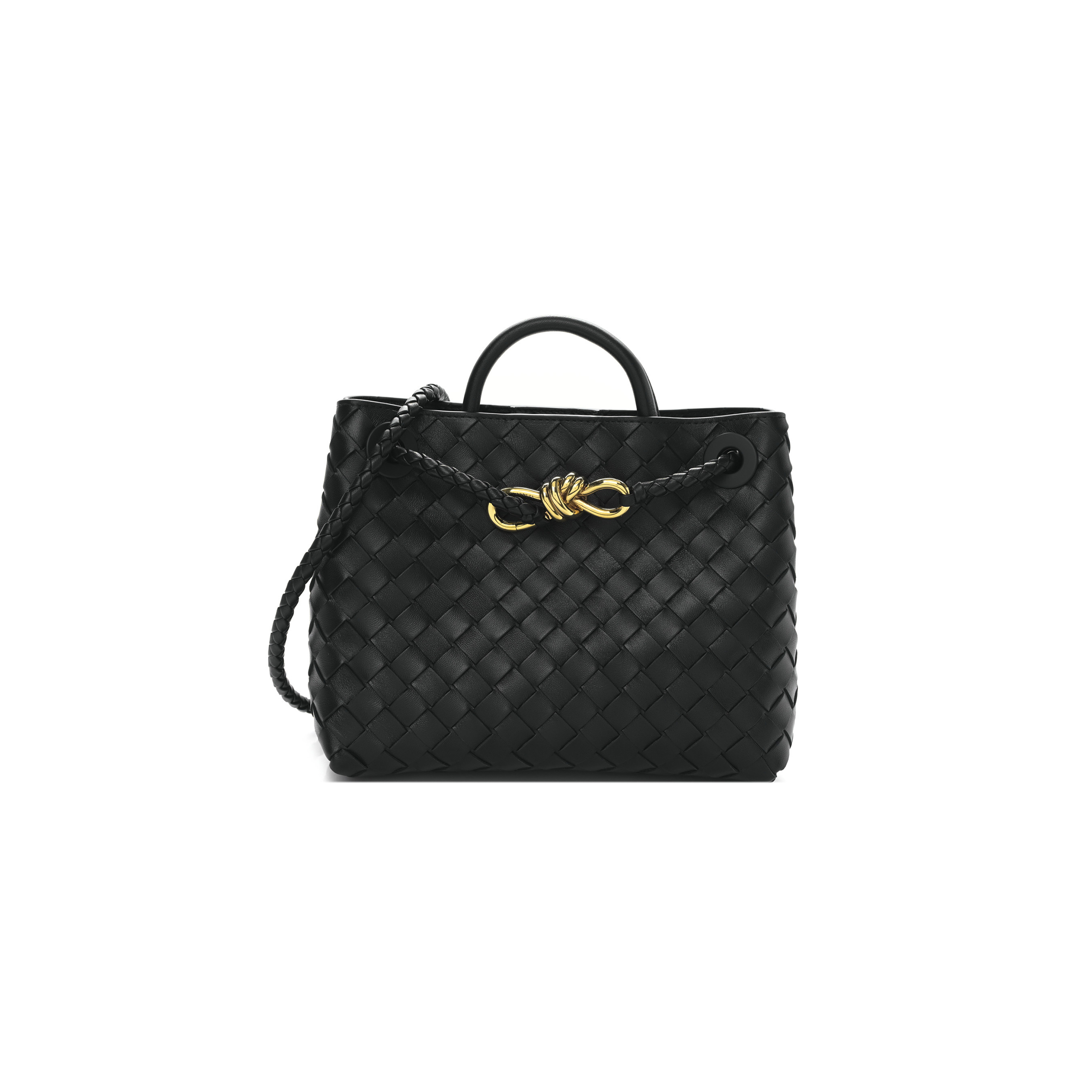 BOTTEGA VENETA NAPPA INTRECCIATO SMALL ANDIAMO SHOULDER BAG BLACK (25*20*10cm)