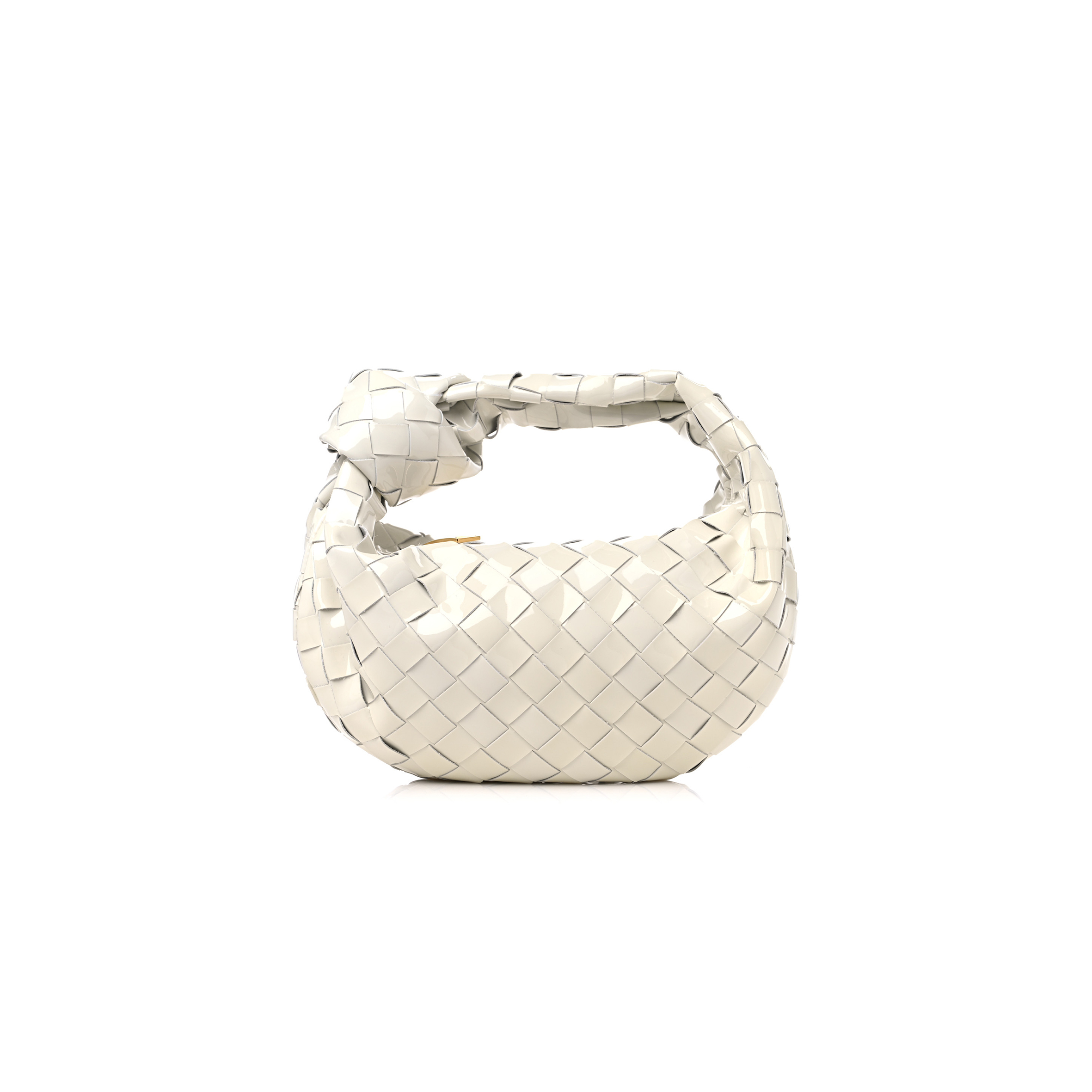 BOTTEGA VENETA PATENT NAPPA INTRECCIATO MINI JODIE WHITE (23*13*8cm)