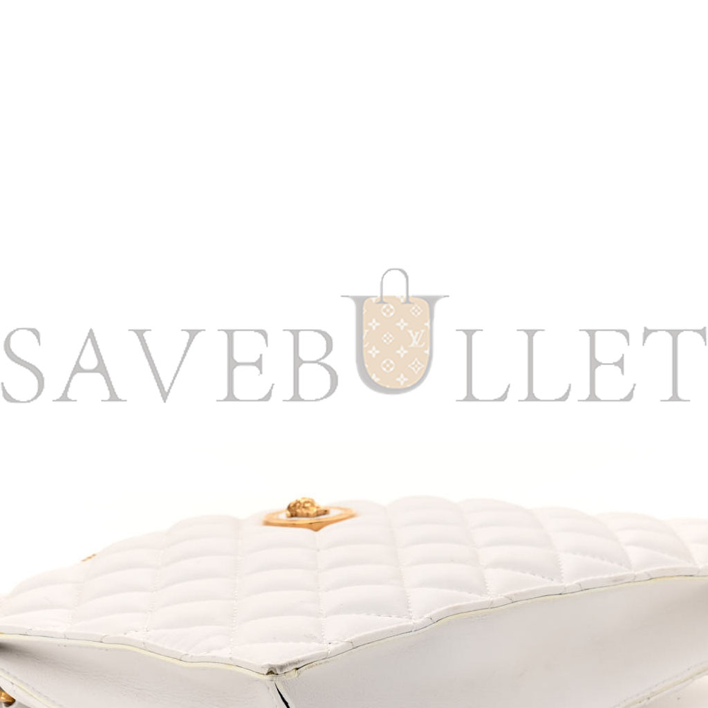 VERSACE CALFSKIN QUILTED SMALL TRIBUTE ICON POUCH WHITE(25*16*4cm)