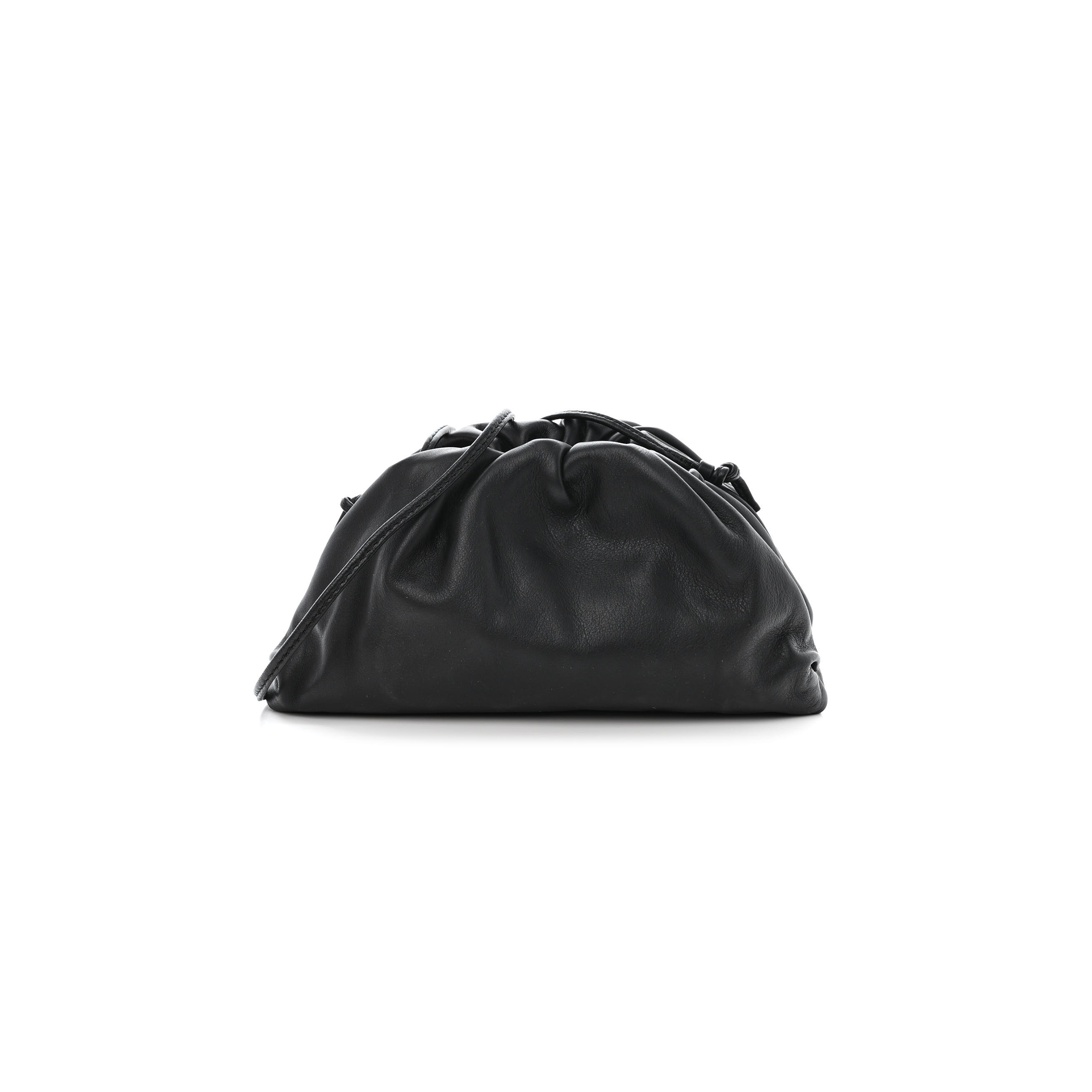 BOTTEGA VENETA BUTTER CALFSKIN THE MINI POUCH BLACK  (22*12*5cm)