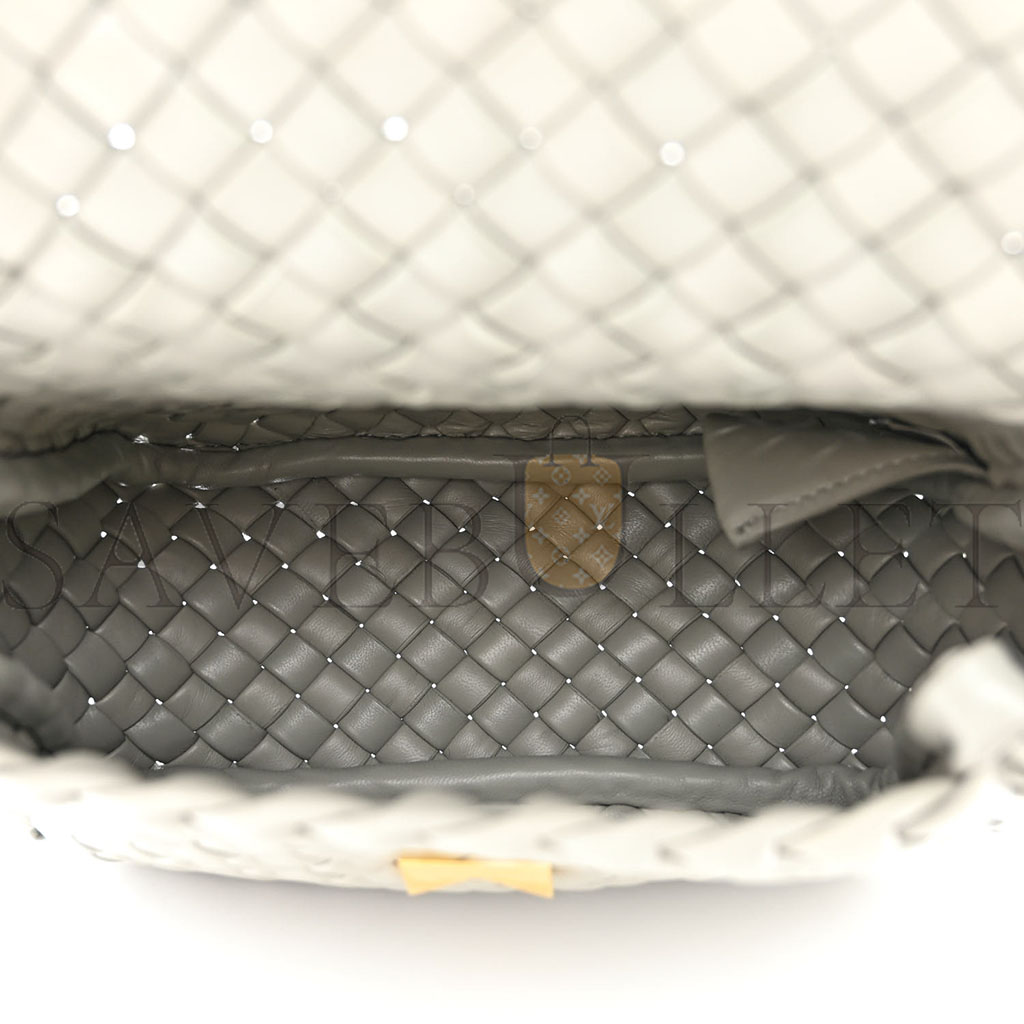 BOTTEGA VENETA NAPPA INTRECCIO MINI COBBLE SHOULDER BAG AGATE GREY (19*18*9cm)