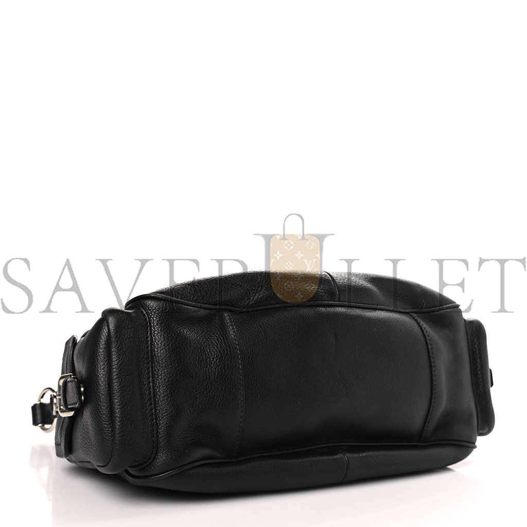 PRADA VITELLO DAINO SIDE POCKET TOTE BLACK (31*25*12cm)