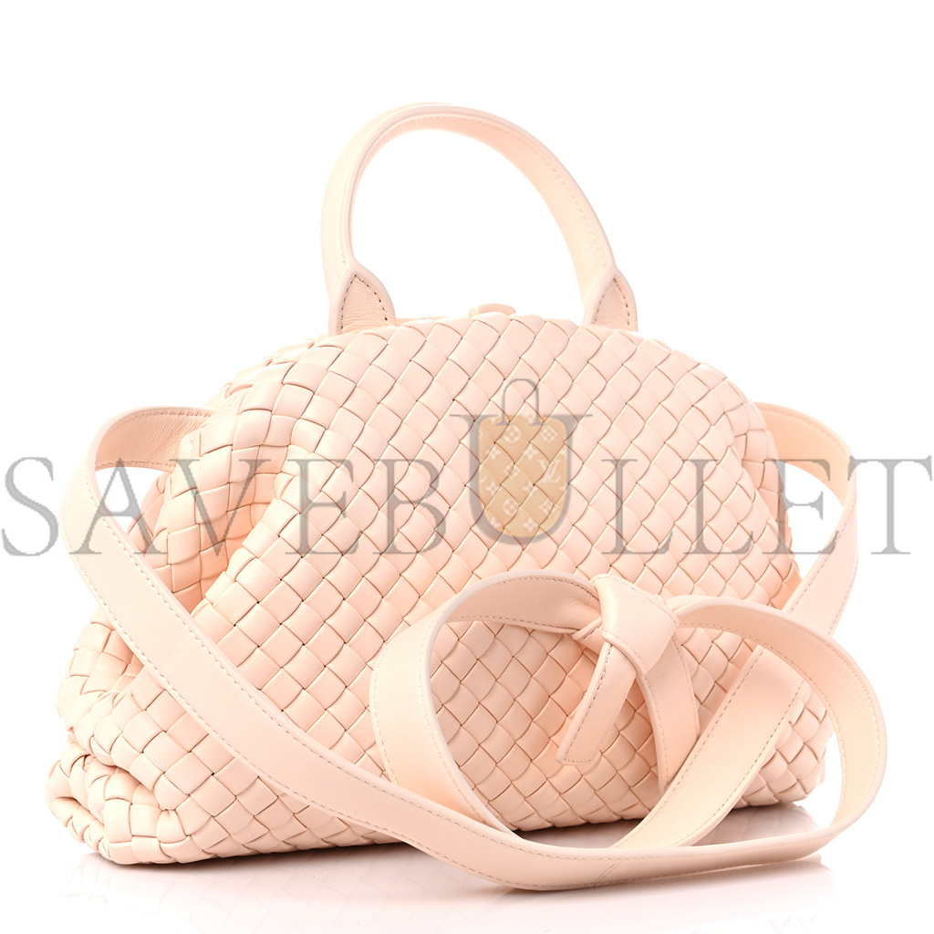 BOTTEGA VENETA NAPPA INTRECCIATO MINI TOP HANDLE SHOULDER BAG FLAMINGO  (22*17*8cm)