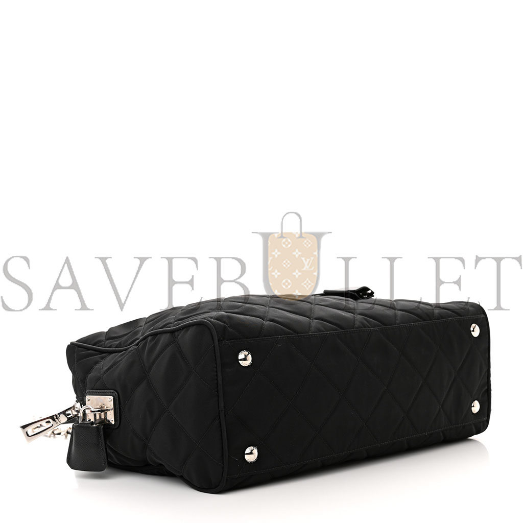 PRADA NYLON TESSUTO IMPUNTU QUILTED SHOULDER BAG BLACK (36*25*14cm)