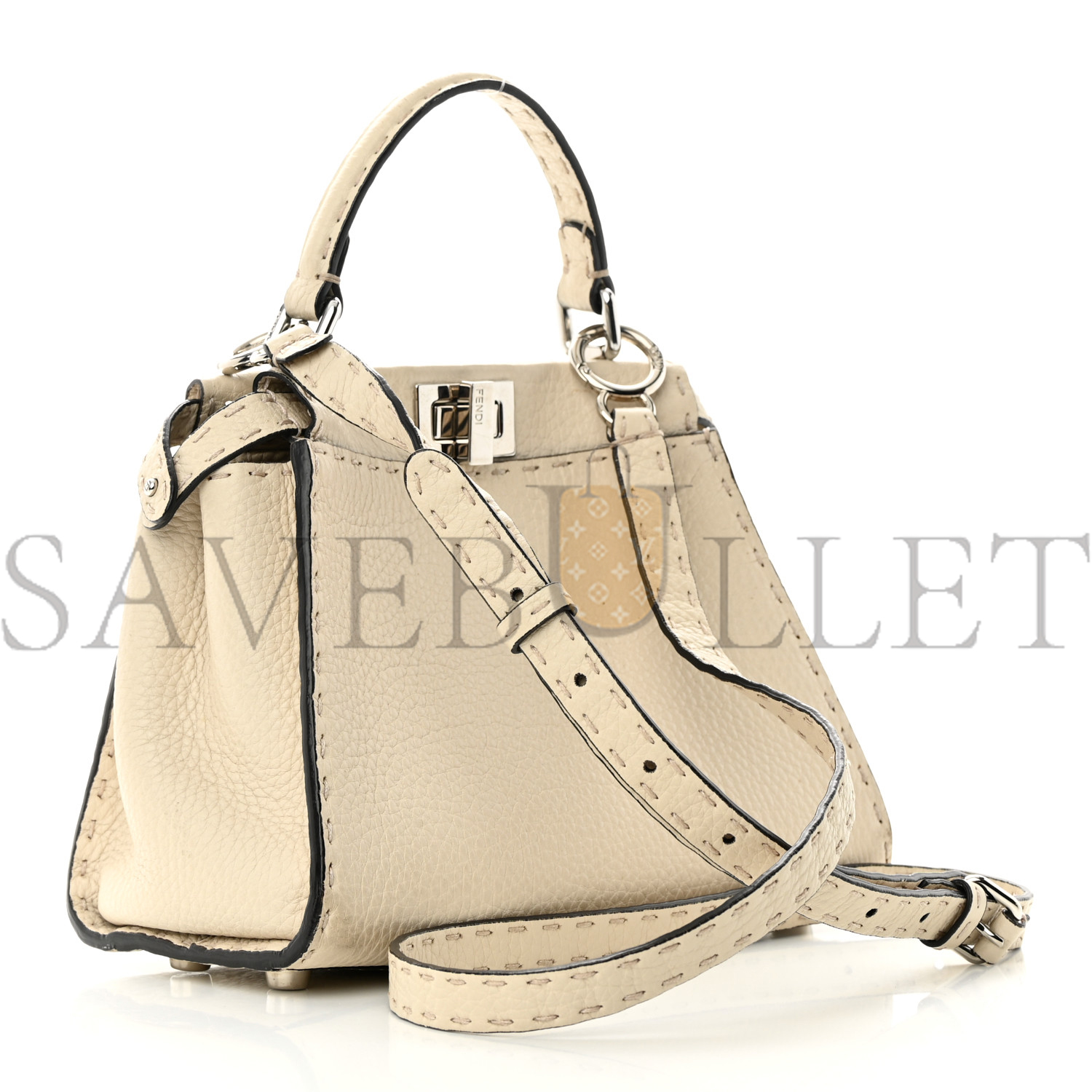 FENDI CUOIO ROMANO SELLERIA MINI PEEKABOO ICONIC SATCHEL LATTE (23*17*12cm) FENDI CUOIO ROMANO SELLERIA MINI PEEKABOO ICONIC SATCHEL LATTE (23*17*12cm)