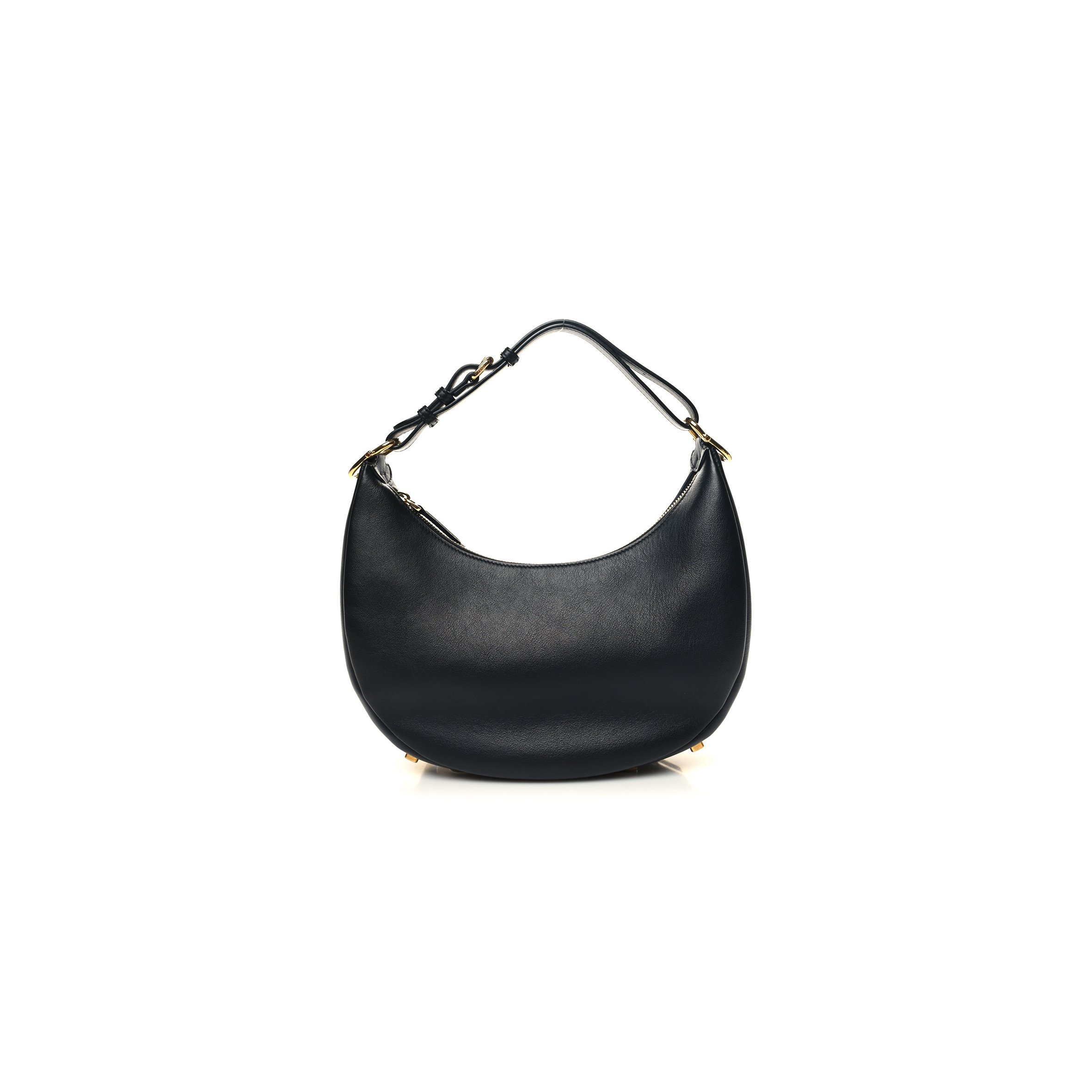 FENDI VITELLO GRACE MATTE SMALL FENDIGRAPHY HOBO BAG BLACK (28*23*10cm)