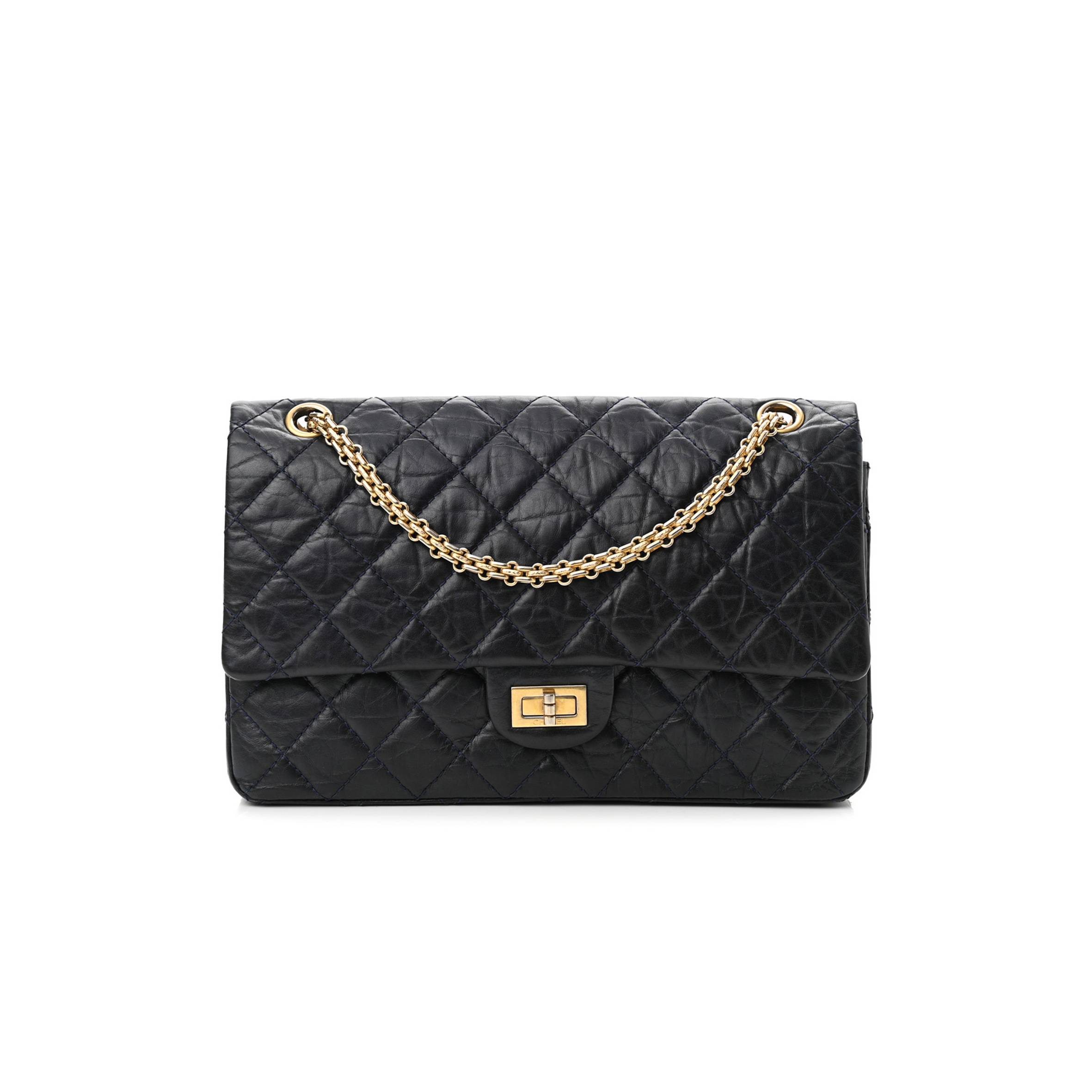 CHANEL CALFSKIN QUILTED 2.55 REISSUE 226 FLAP NAVY BLUE (27*17*9cm)