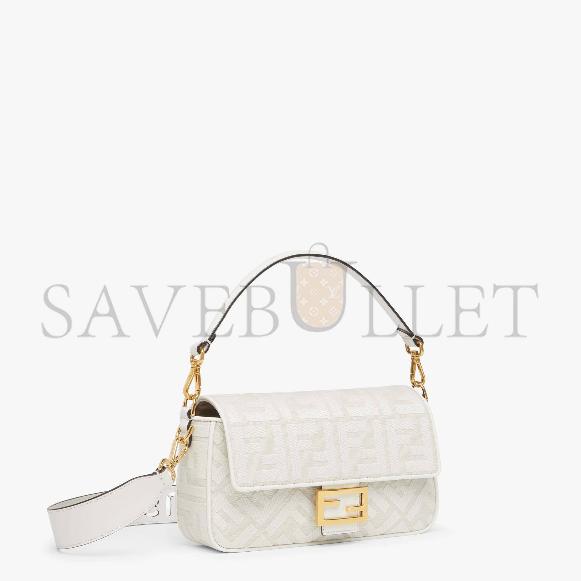 FENDI BAGUETTE - WHITE FF CANVAS BAG 8BR600AMCDF1CFK (27*15*6cm) FENDI BAGUETTE - WHITE FF CANVAS BAG 8BR600AMCDF1CFK (27*15*6cm)