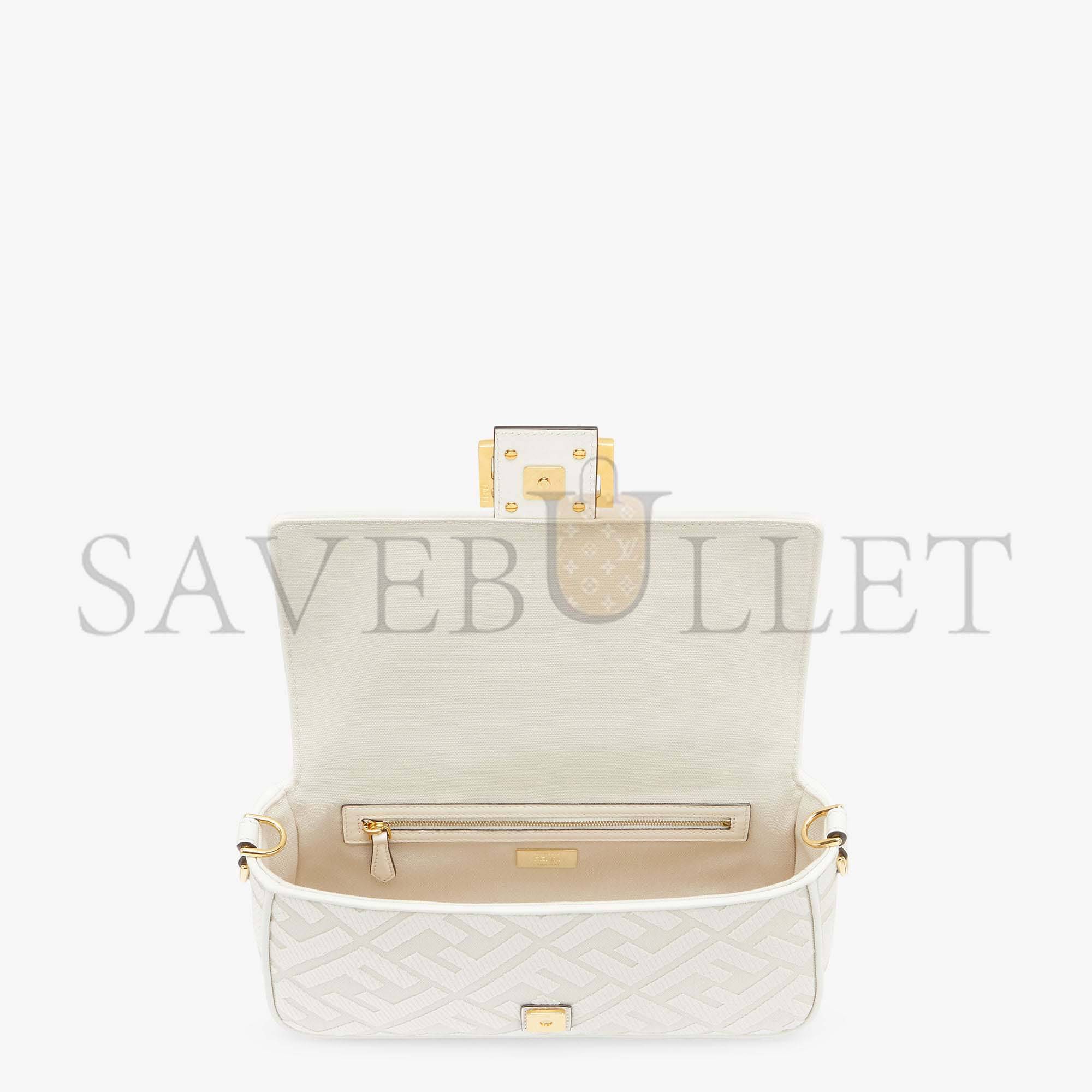 FENDI BAGUETTE - WHITE FF CANVAS BAG 8BR600AMCDF1CFK (27*15*6cm) FENDI BAGUETTE - WHITE FF CANVAS BAG 8BR600AMCDF1CFK (27*15*6cm)