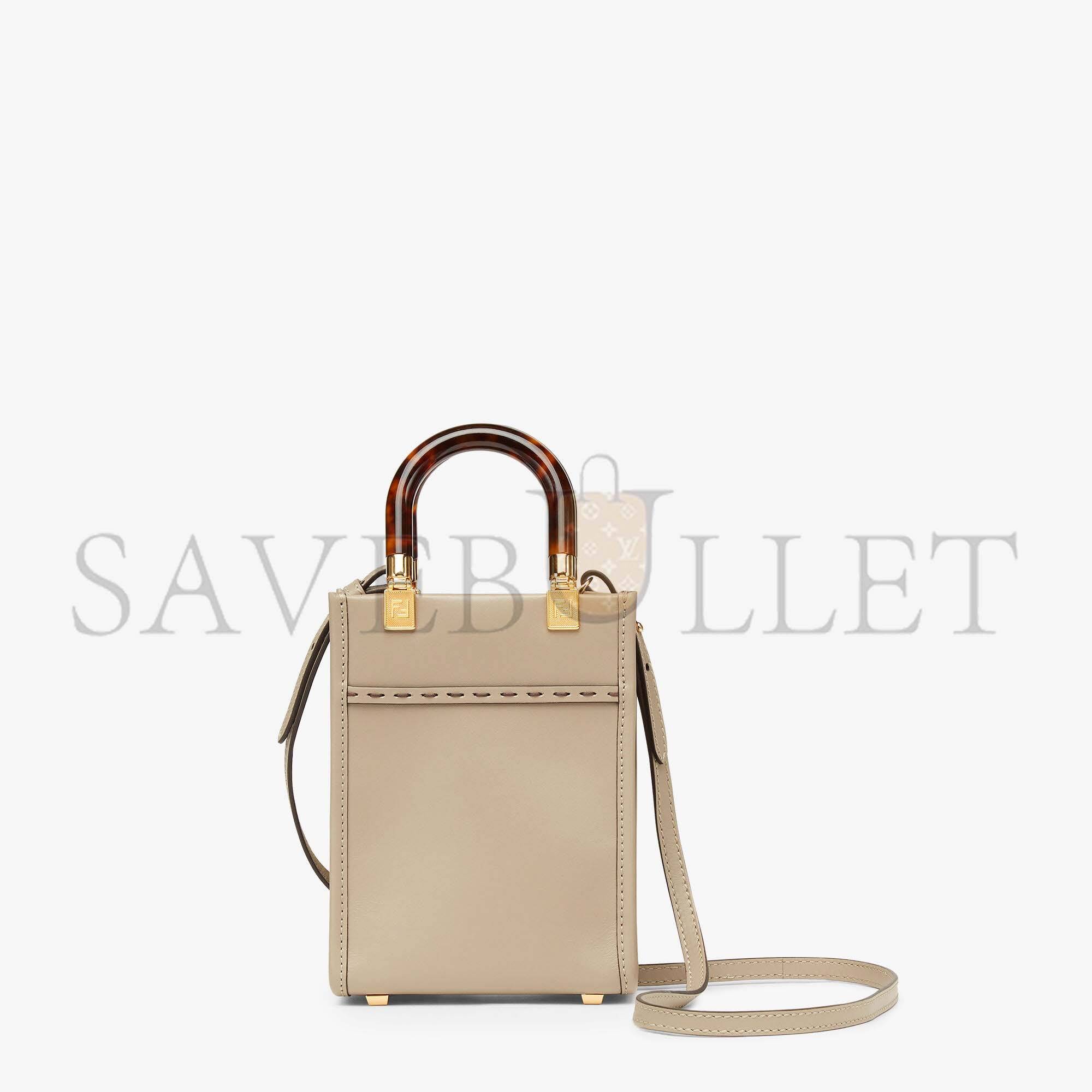 FENDI MINI SUNSHINE SHOPPER - DOVE-GRAY LEATHER MINI-BAG 8BS051ABVLF0E65 (18*13*6.5cm)