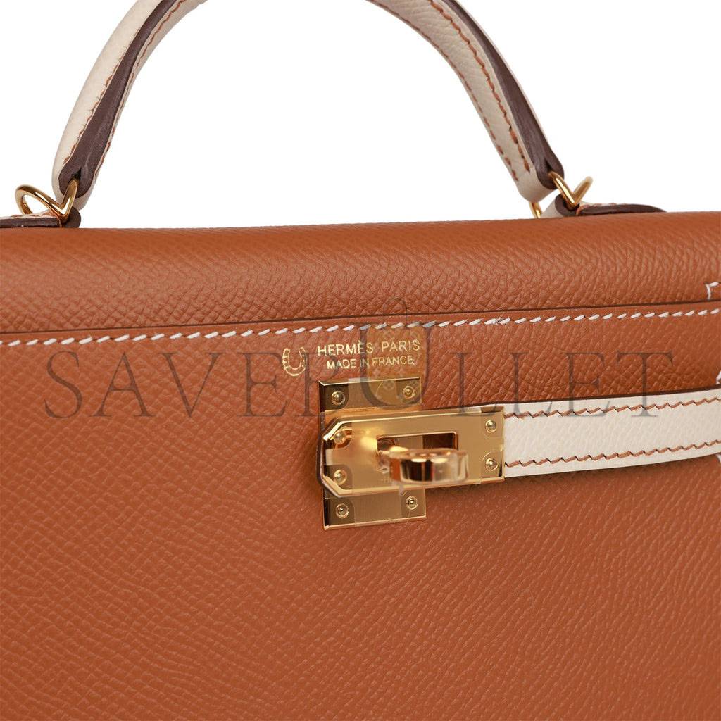 HERMES SPECIAL ORDER (HSS) KELLY MINI SELLIER 20 GOLD AND CRAIE EPSOM GOLD HARDWARE (19*12*5.5cm)