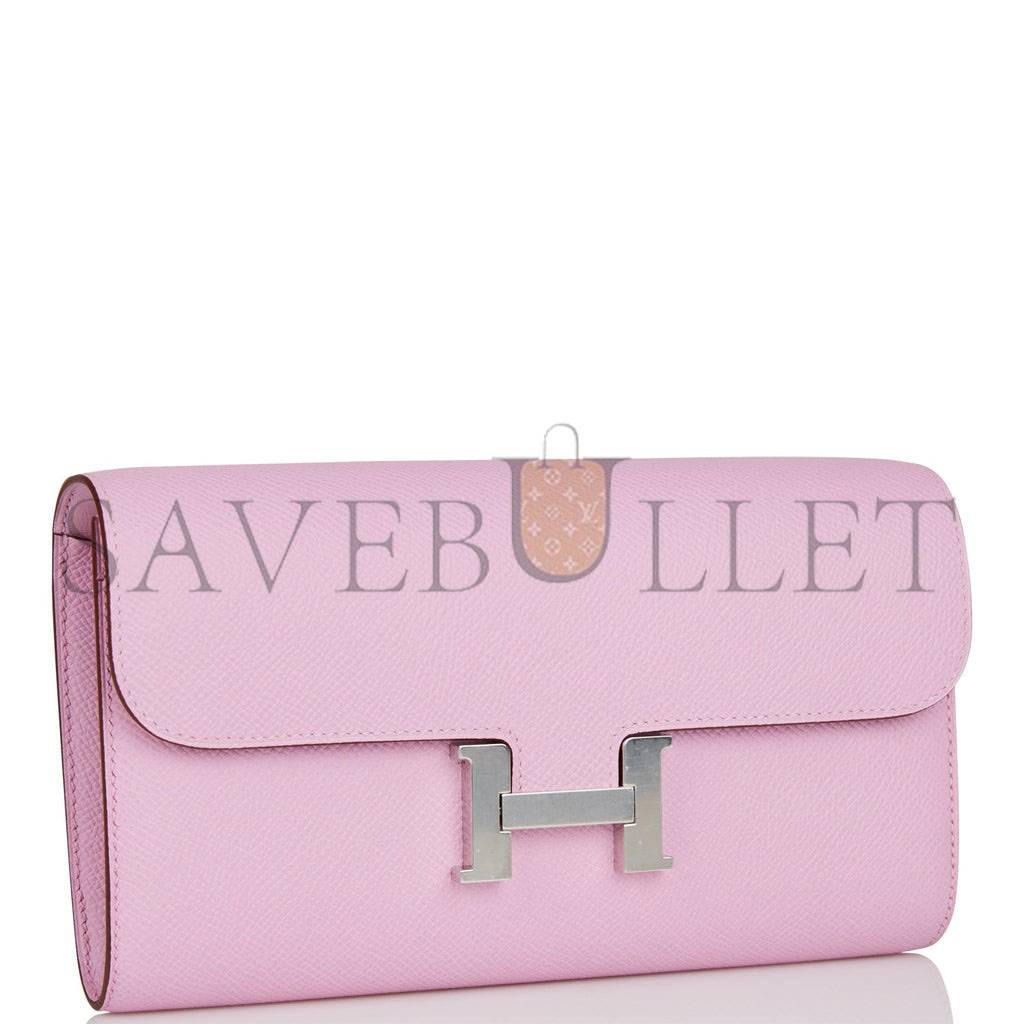 HERMES CONSTANCE WALLET TO GO MAUVE SYLVESTRE EPSOM PALLADIUM HARDWARE (22*11cm)