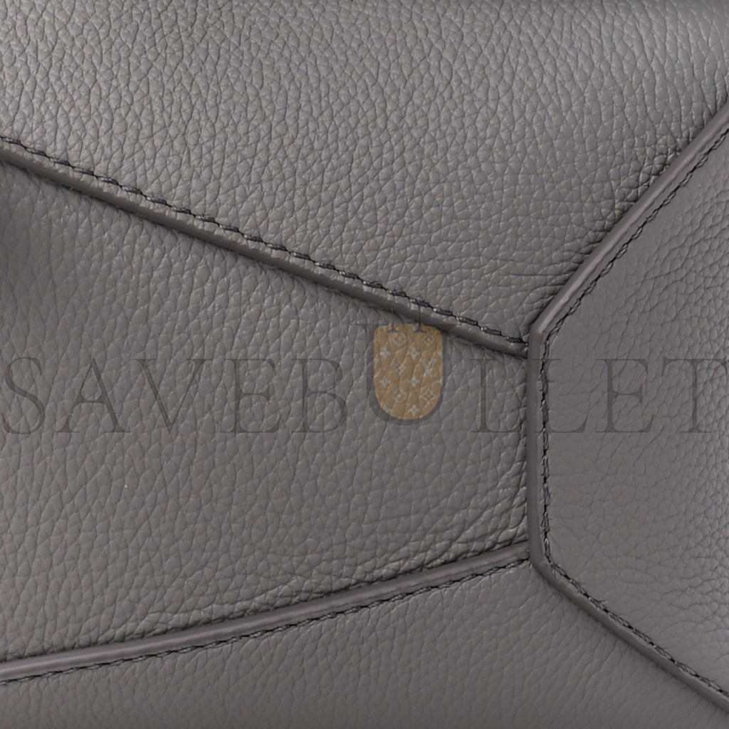 LOEWE SOFT GRAINED CALFSKIN SMALL PUZZLE EDGE BAG PEARL GREY (24*16.5*10.5cm)