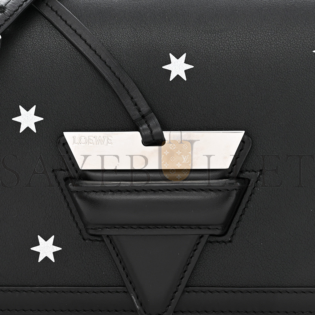 LOEWE CALFSKIN STARS MEDIUM BARCELONA SHOULDER BAG BLACK (23*15*10cm)