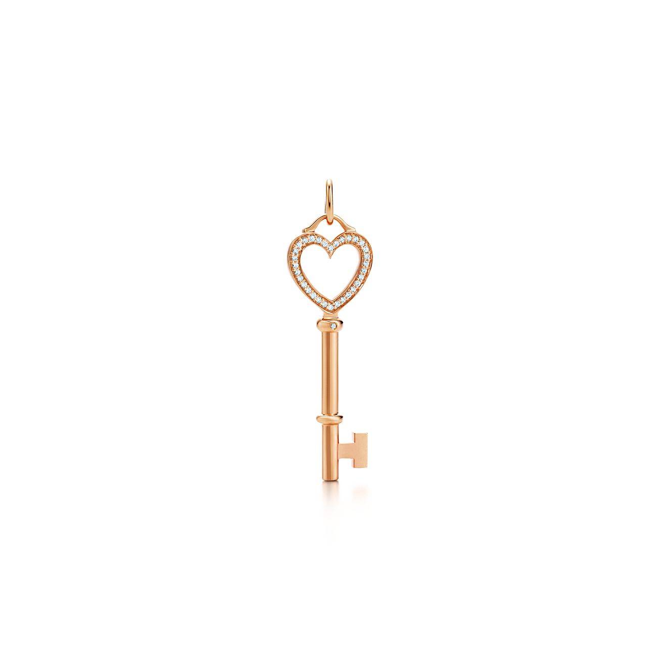TIFFANY KEYS HEART KEY IN ROSE GOLD WITH DIAMONDS, MEDIUM TIFFANY KEYS HEART KEY IN ROSE GOLD WITH DIAMONDS, MEDIUM
