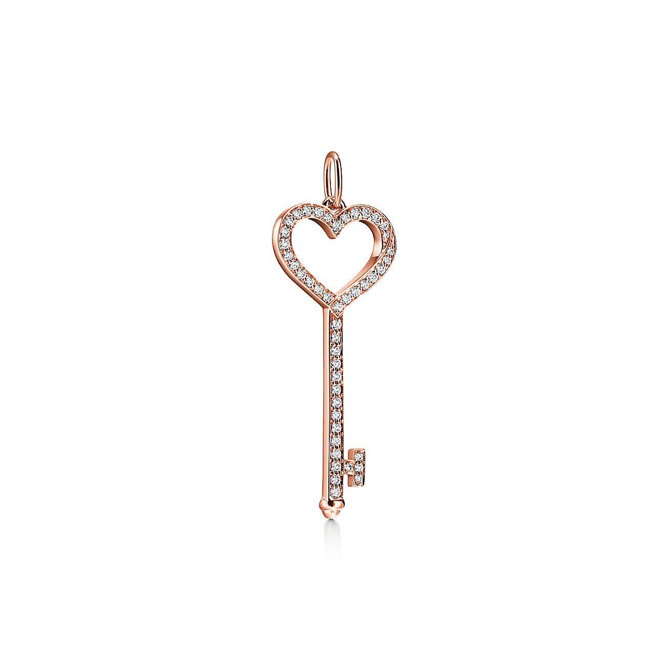 TIFFANY KEYS HEART KEY IN ROSE GOLD WITH DIAMONDS, SMALL TIFFANY KEYS HEART KEY IN ROSE GOLD WITH DIAMONDS, SMALL