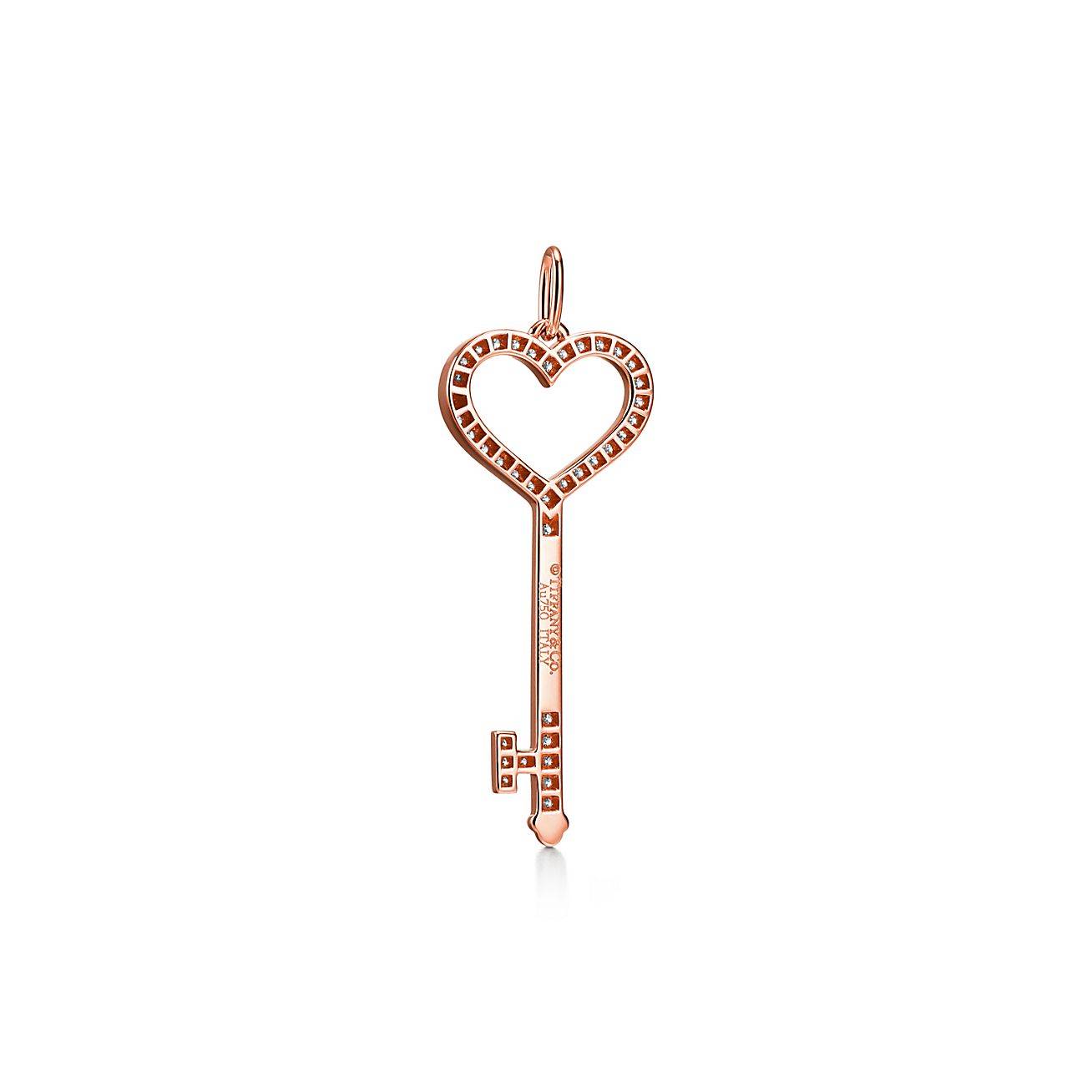 TIFFANY KEYS HEART KEY IN ROSE GOLD WITH DIAMONDS, SMALL TIFFANY KEYS HEART KEY IN ROSE GOLD WITH DIAMONDS, SMALL