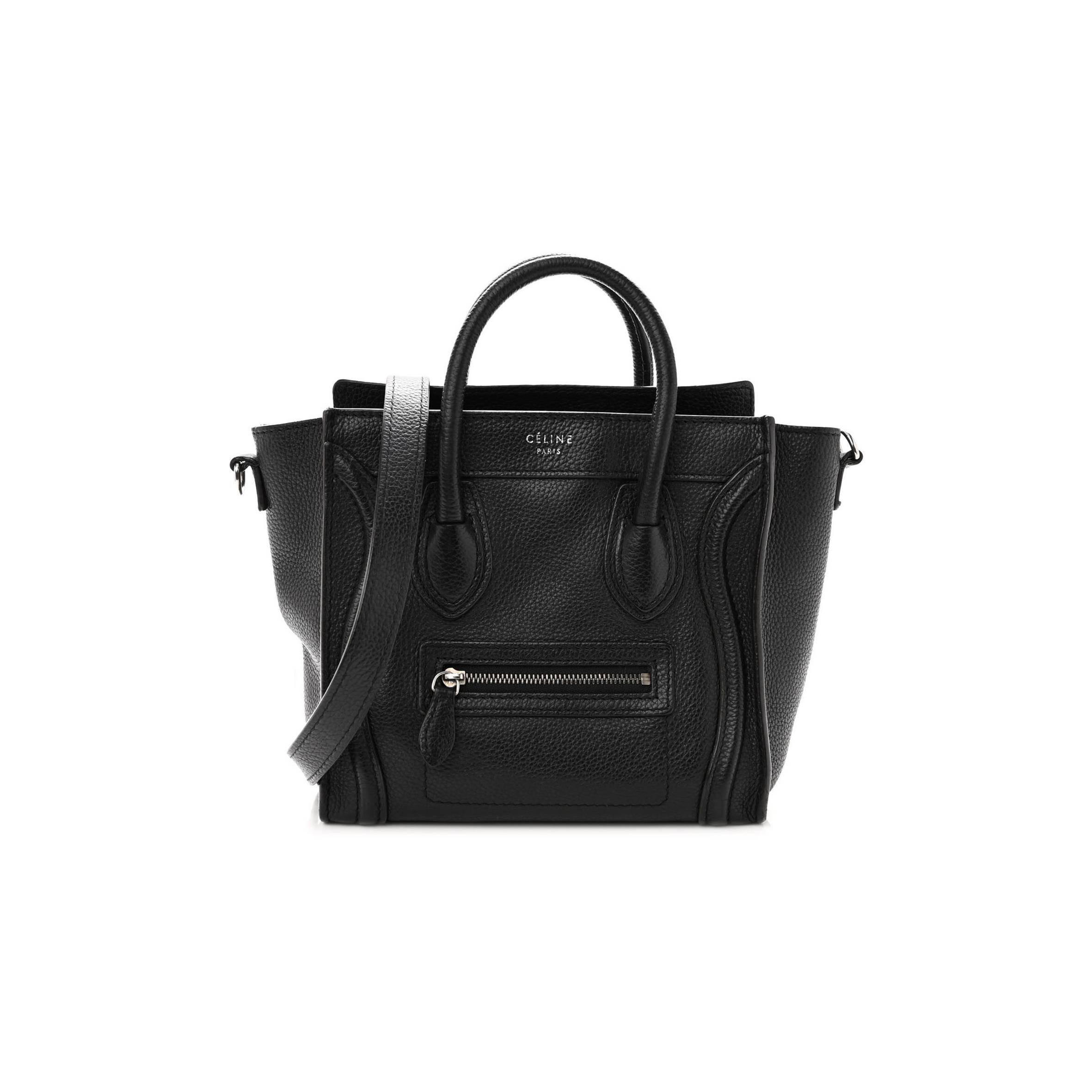 CELINE DRUMMED CALFSKIN NANO LUGGAGE BLACK (20*20*10cm)