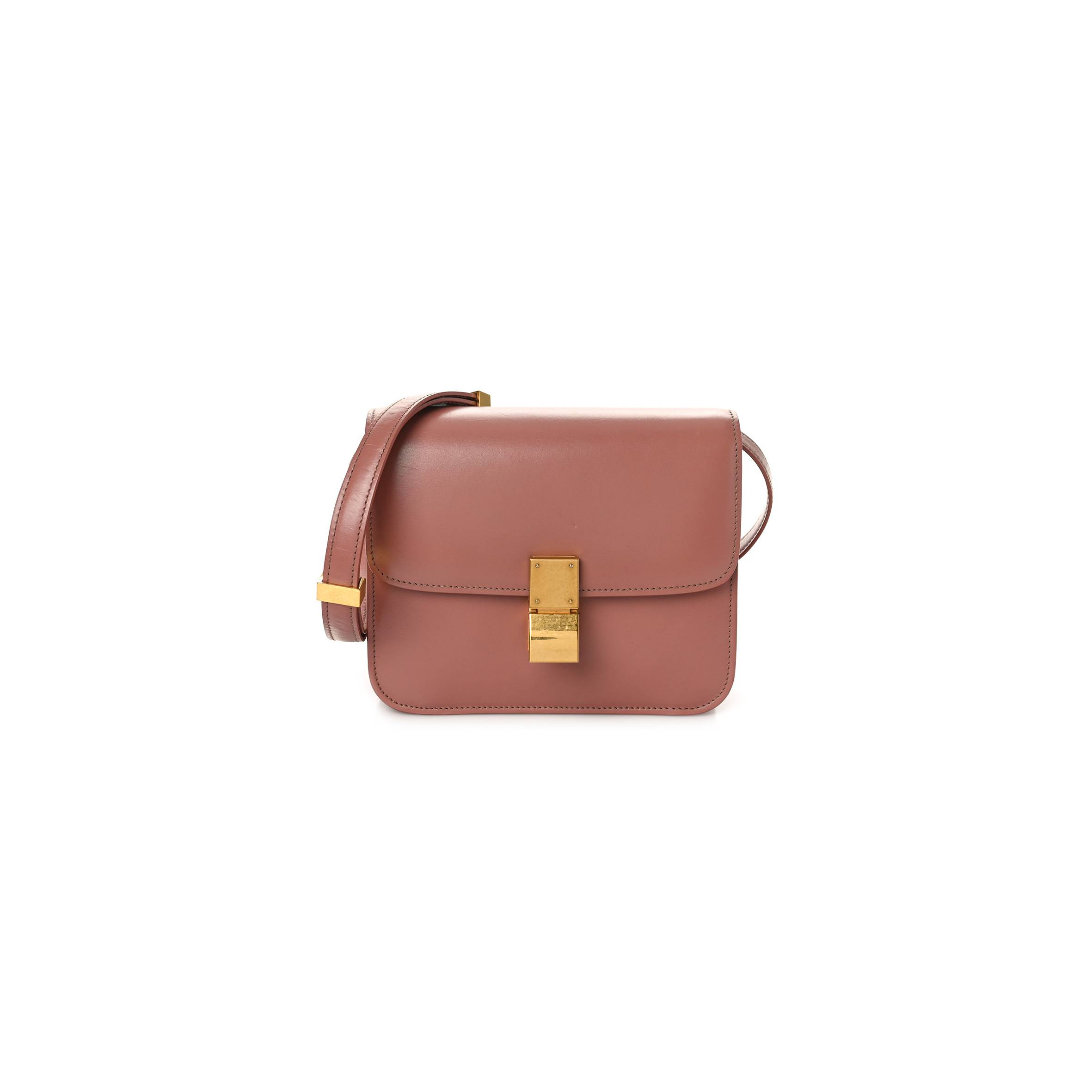 CELINE BOX CALFSKIN TEEN CLASSIC BOX FLAP BAG ANTIQUE ROSE (18*15*6cm) CELINE BOX CALFSKIN TEEN CLASSIC BOX FLAP BAG ANTIQUE ROSE (18*15*6cm)