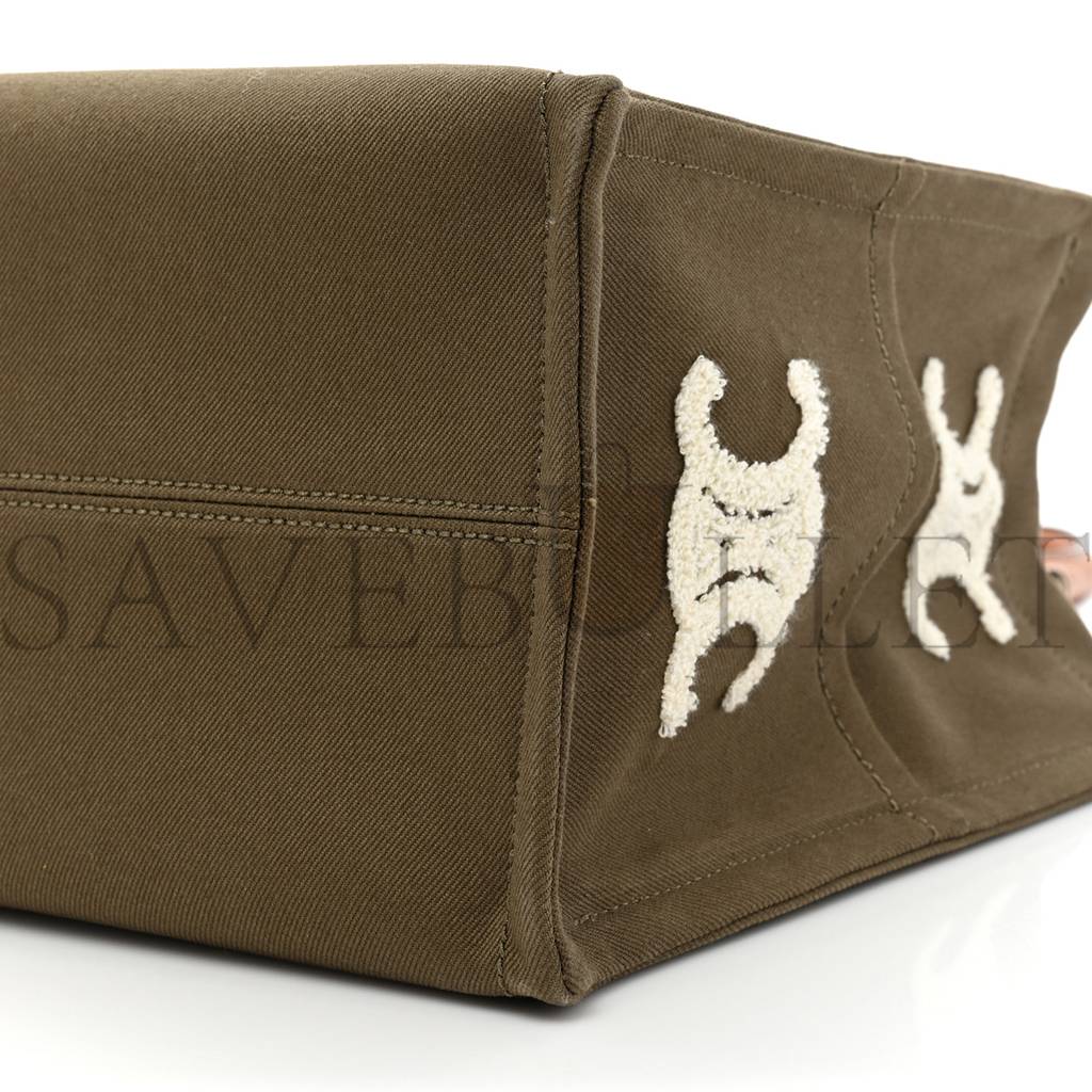 CELINE CANVAS CALFSKIN EMBROIDERED TRIOMPHE LARGE CABAS THAIS KHAKI TAN (41*29*17cm) CELINE CANVAS CALFSKIN EMBROIDERED TRIOMPHE LARGE CABAS THAIS KHAKI TAN (41*29*17cm)