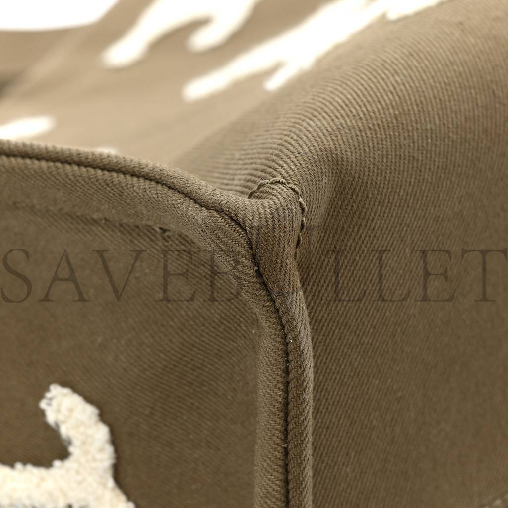 CELINE CANVAS CALFSKIN EMBROIDERED TRIOMPHE LARGE CABAS THAIS KHAKI TAN (41*29*17cm) CELINE CANVAS CALFSKIN EMBROIDERED TRIOMPHE LARGE CABAS THAIS KHAKI TAN (41*29*17cm)