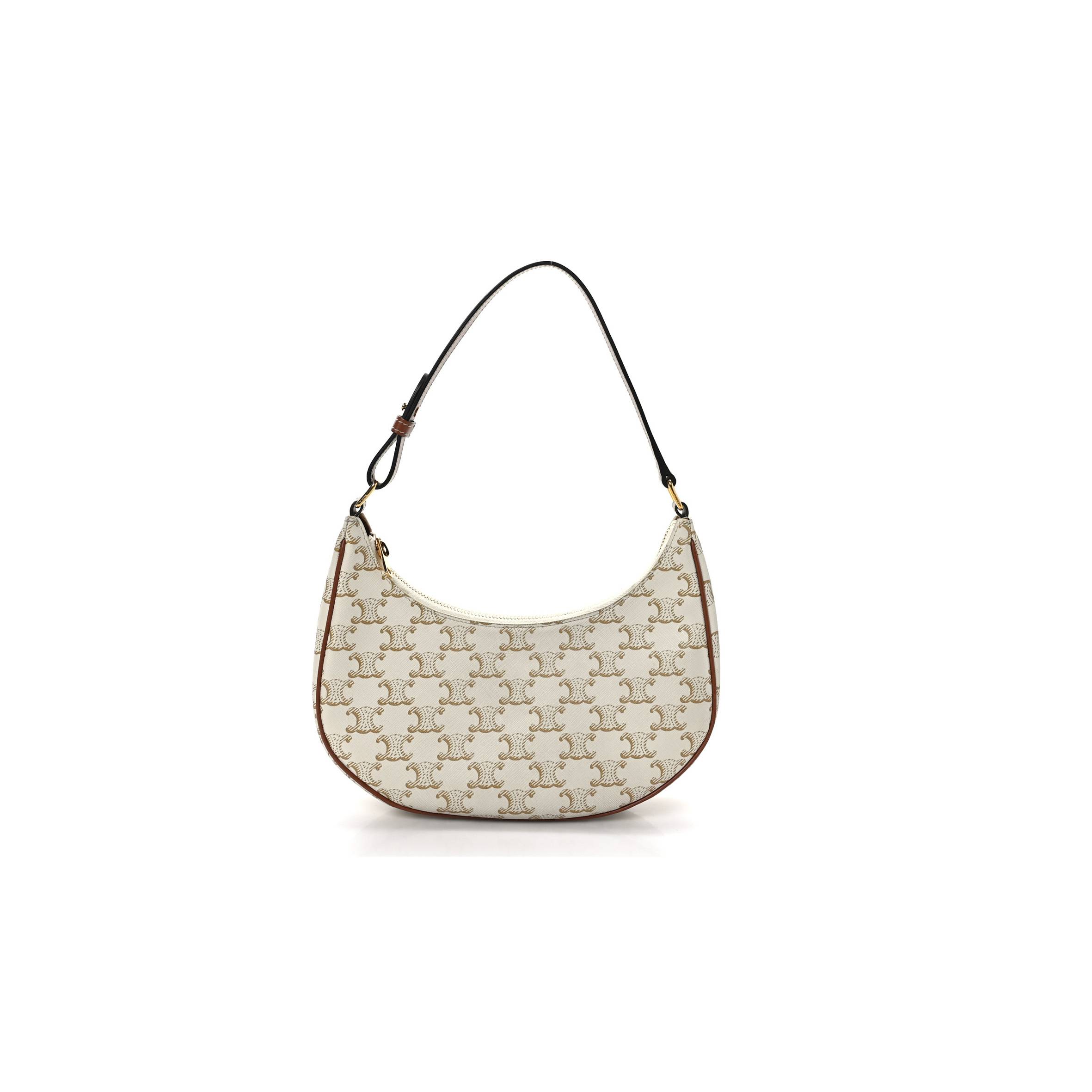 CELINE CANVAS CALFSKIN AVA TRIOMPHE SHOULDER BAG WHITE (24*13*7cm) CELINE CANVAS CALFSKIN AVA TRIOMPHE SHOULDER BAG WHITE (24*13*7cm)
