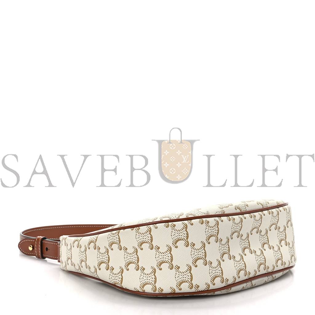CELINE CANVAS CALFSKIN AVA TRIOMPHE SHOULDER BAG WHITE (24*13*7cm) CELINE CANVAS CALFSKIN AVA TRIOMPHE SHOULDER BAG WHITE (24*13*7cm)