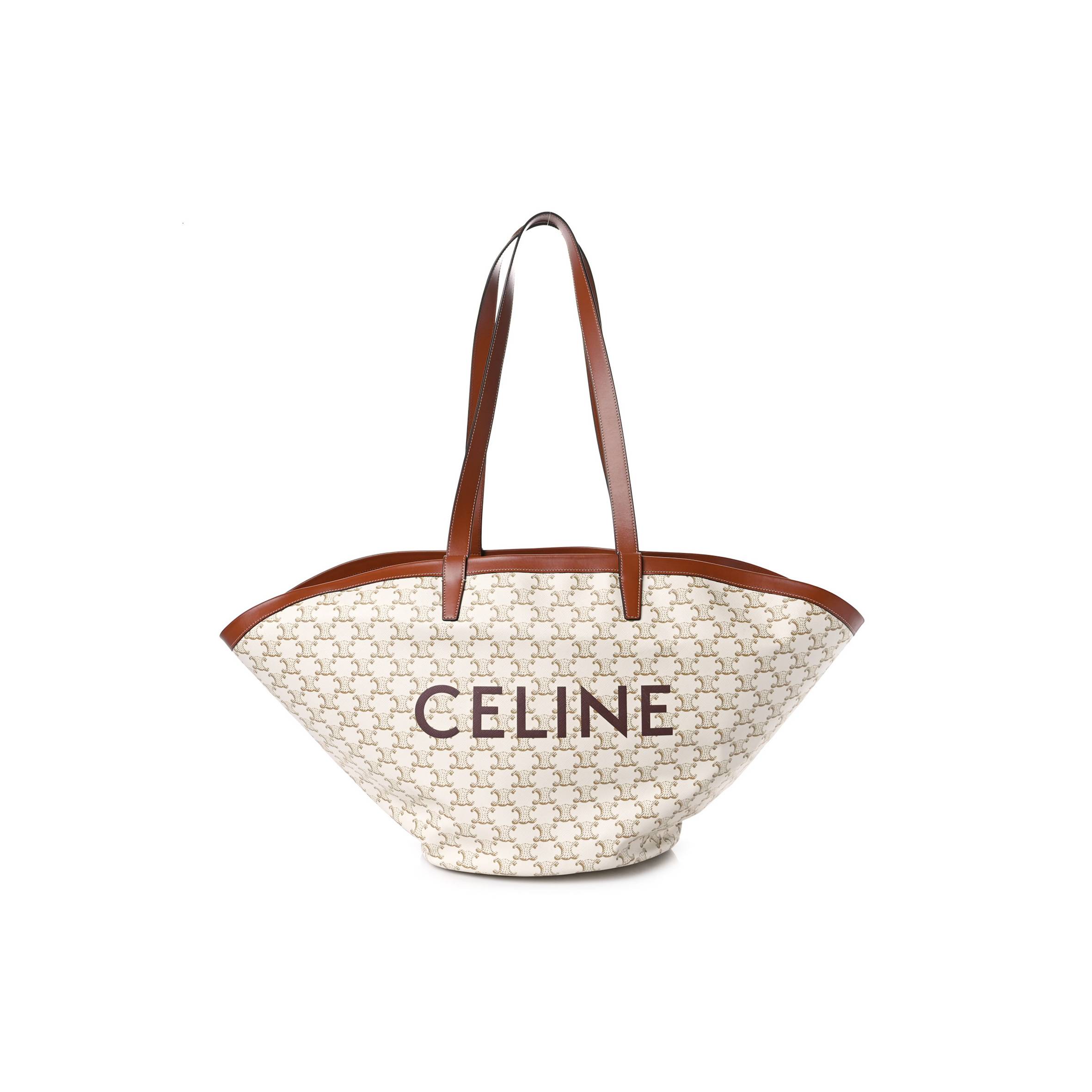 CELINE CALFSKIN CANVAS TRIOMPHE LARGE COUFFIN WHITE (31*23*20cm) CELINE CALFSKIN CANVAS TRIOMPHE LARGE COUFFIN WHITE (31*23*20cm)