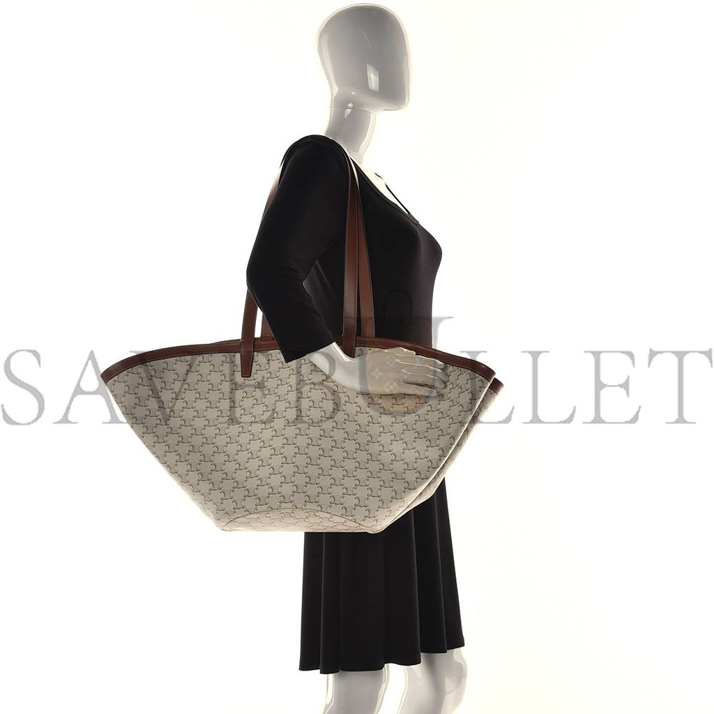 CELINE CALFSKIN CANVAS TRIOMPHE LARGE COUFFIN WHITE (31*23*20cm) CELINE CALFSKIN CANVAS TRIOMPHE LARGE COUFFIN WHITE (31*23*20cm)