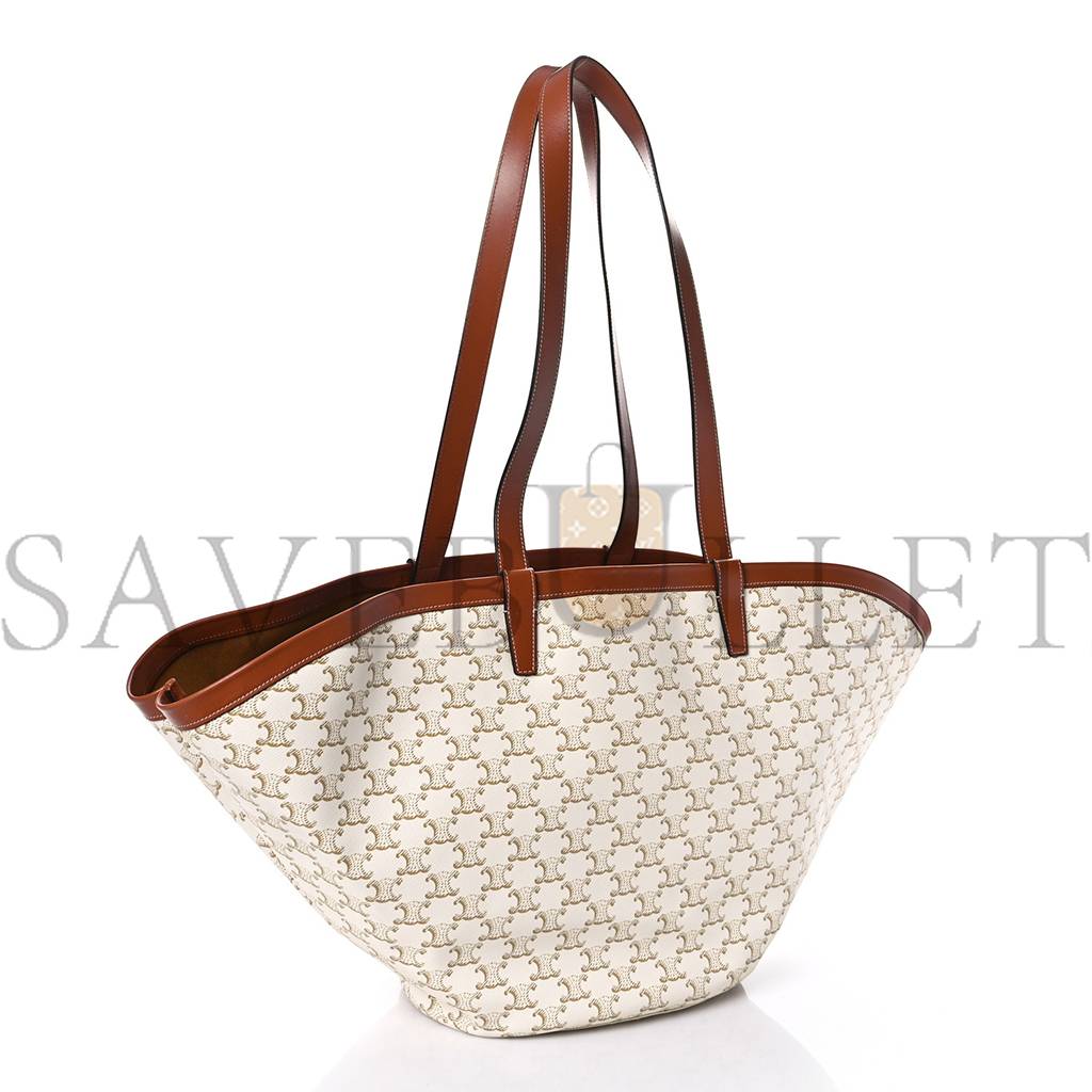 CELINE CALFSKIN CANVAS TRIOMPHE LARGE COUFFIN WHITE (31*23*20cm) CELINE CALFSKIN CANVAS TRIOMPHE LARGE COUFFIN WHITE (31*23*20cm)