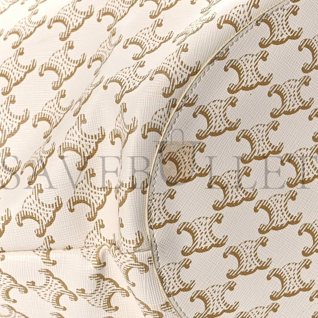 CELINE CALFSKIN CANVAS TRIOMPHE LARGE COUFFIN WHITE (31*23*20cm) CELINE CALFSKIN CANVAS TRIOMPHE LARGE COUFFIN WHITE (31*23*20cm)