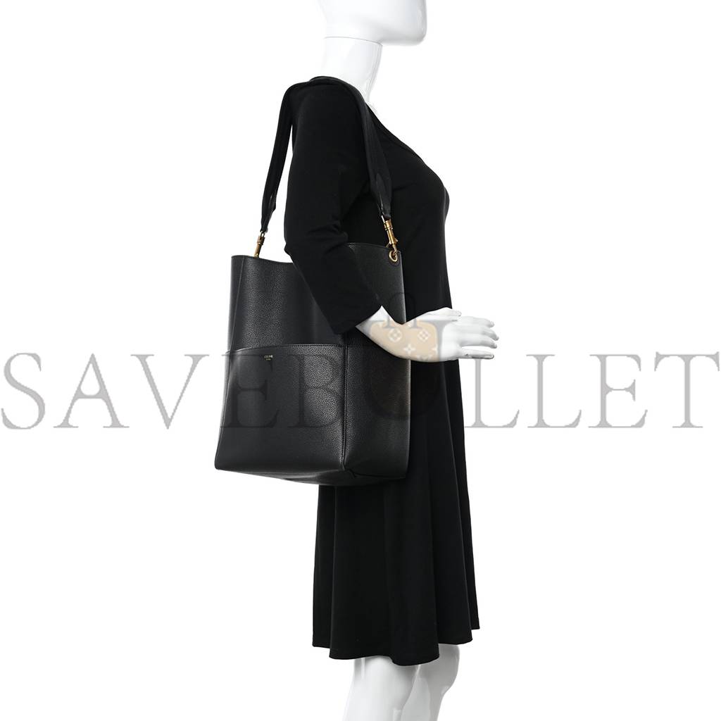 CELINE SOFT GRAINED CALFSKIN SANGLE BUCKET BAG BLACK (33*23*15cm) CELINE SOFT GRAINED CALFSKIN SANGLE BUCKET BAG BLACK (33*23*15cm)