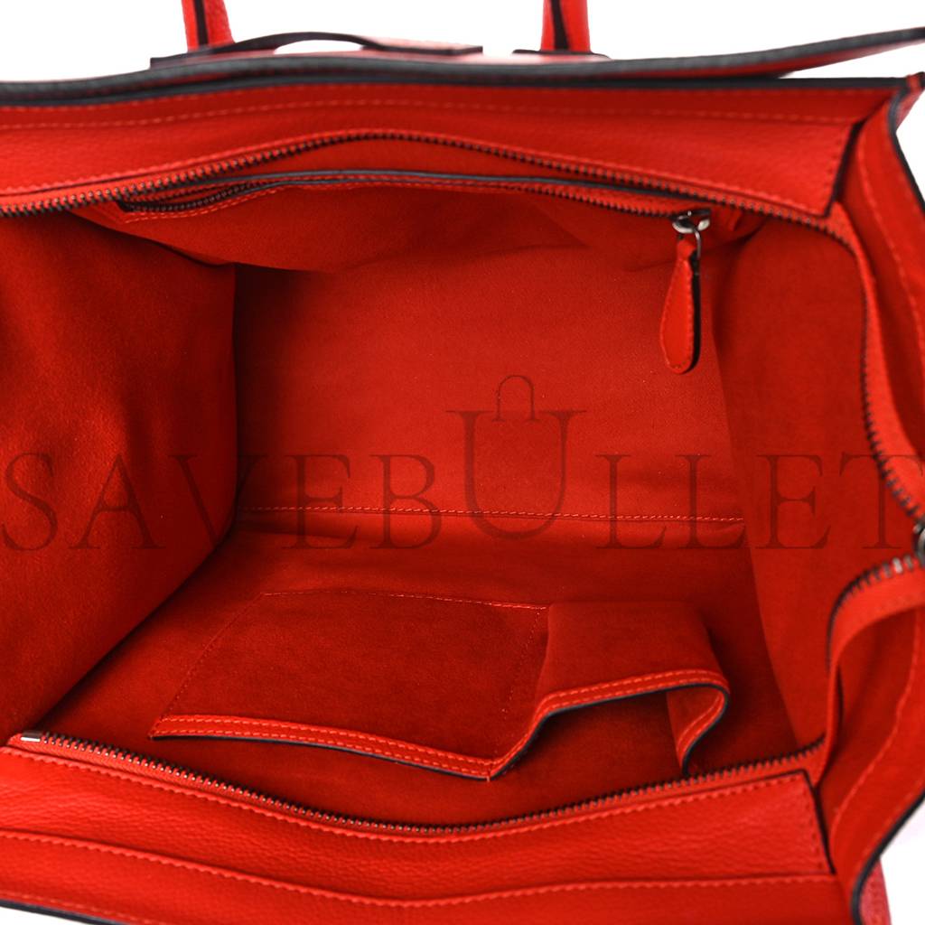 CELINE DRUMMED CALFSKIN MINI LUGGAGE VERMILLION (30*30*18cm)