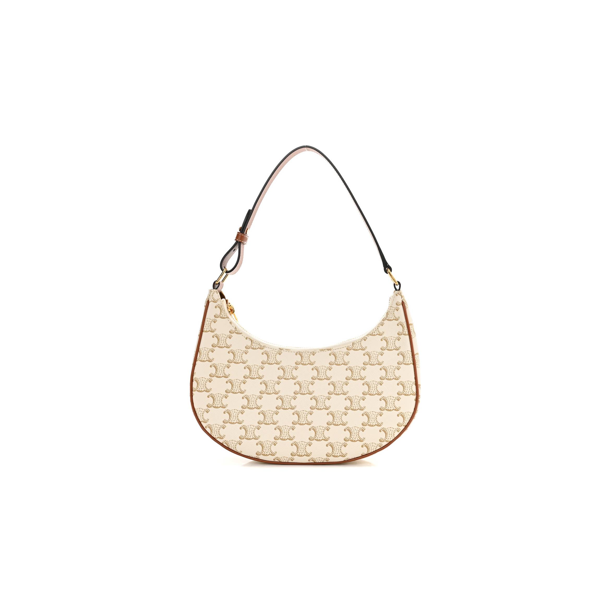 CELINE CANVAS CALFSKIN AVA TRIOMPHE SHOULDER BAG WHITE (25*20*7cm) CELINE CANVAS CALFSKIN AVA TRIOMPHE SHOULDER BAG WHITE (25*20*7cm)