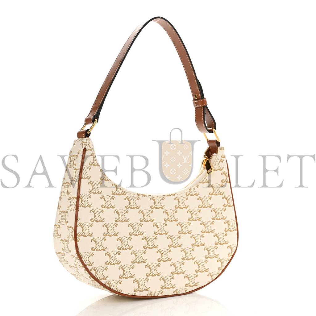 CELINE CANVAS CALFSKIN AVA TRIOMPHE SHOULDER BAG WHITE (25*20*7cm) CELINE CANVAS CALFSKIN AVA TRIOMPHE SHOULDER BAG WHITE (25*20*7cm)