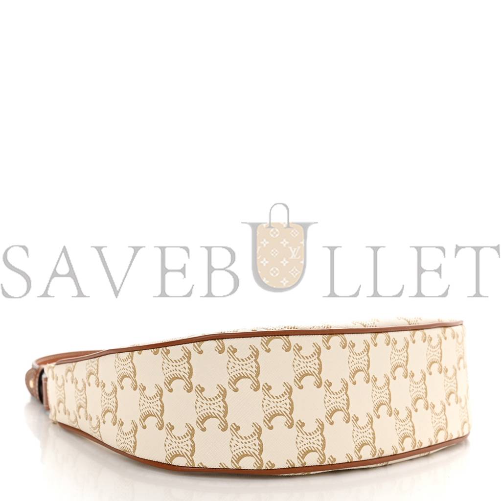 CELINE CANVAS CALFSKIN AVA TRIOMPHE SHOULDER BAG WHITE (25*20*7cm) CELINE CANVAS CALFSKIN AVA TRIOMPHE SHOULDER BAG WHITE (25*20*7cm)