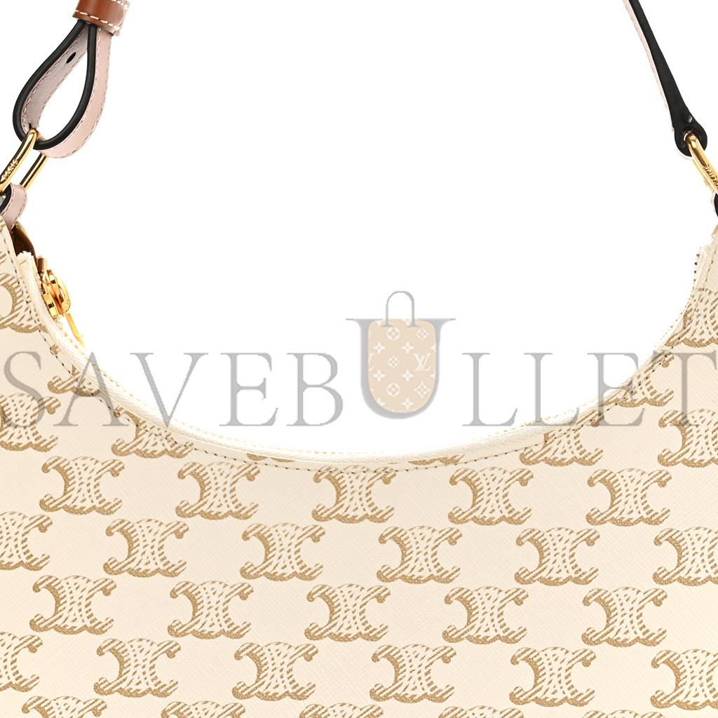 CELINE CANVAS CALFSKIN AVA TRIOMPHE SHOULDER BAG WHITE (25*20*7cm) CELINE CANVAS CALFSKIN AVA TRIOMPHE SHOULDER BAG WHITE (25*20*7cm)