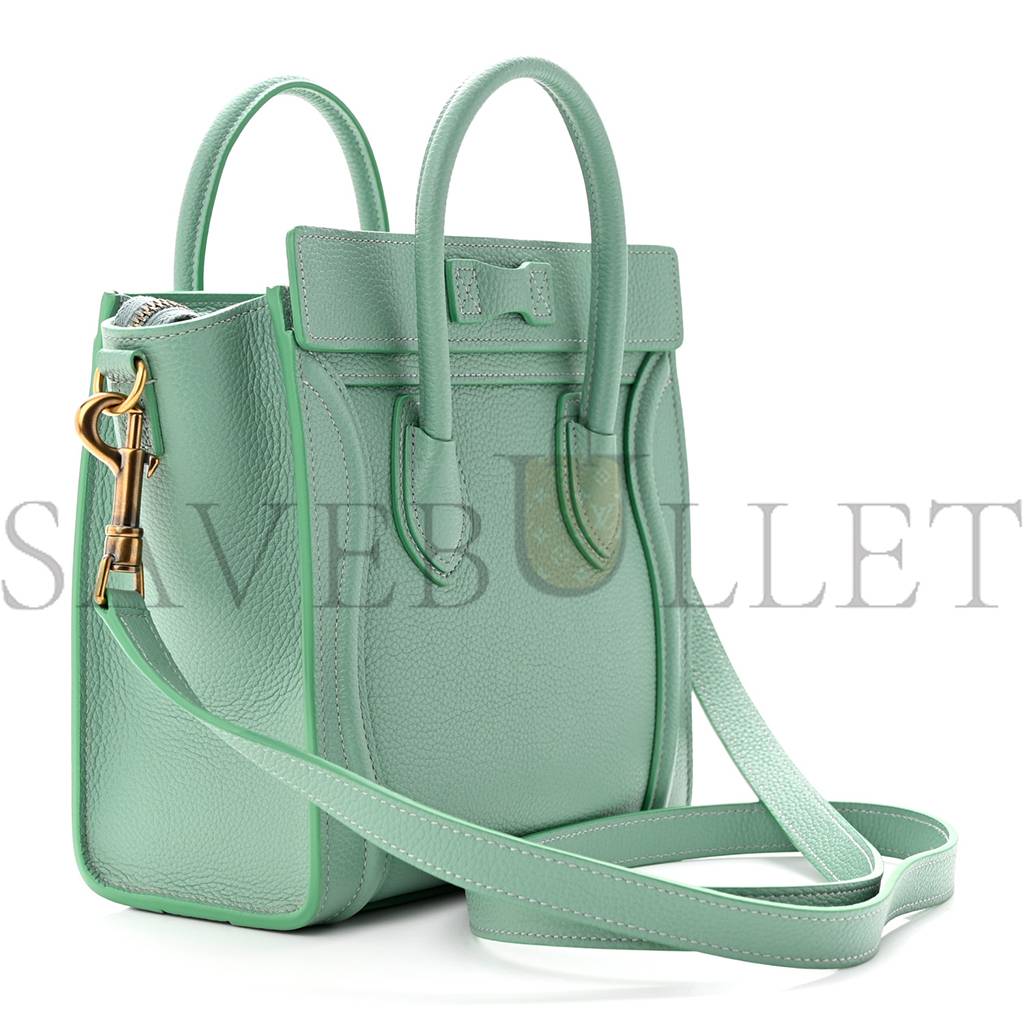 CELINE DRUMMED CALFSKIN NANO LUGGAGE CELADON (21*20*10cm)