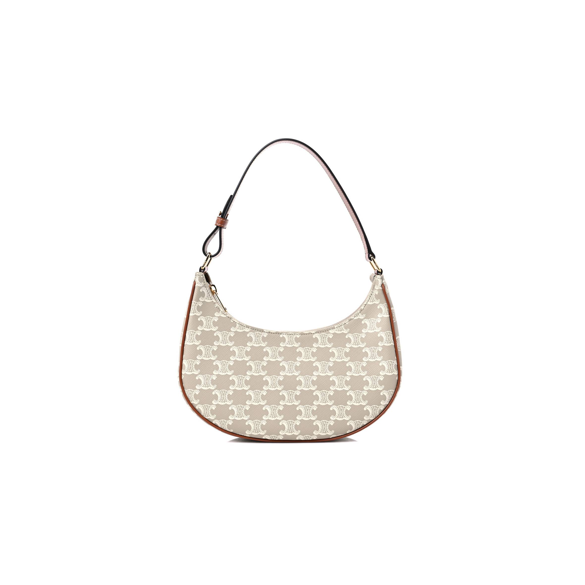 CELINE CANVAS CALFSKIN AVA TRIOMPHE SHOULDER BAG GREGE (25*13*7cm) CELINE CANVAS CALFSKIN AVA TRIOMPHE SHOULDER BAG GREGE (25*13*7cm)