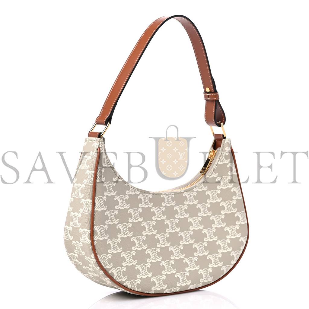 CELINE CANVAS CALFSKIN AVA TRIOMPHE SHOULDER BAG GREGE (25*13*7cm) CELINE CANVAS CALFSKIN AVA TRIOMPHE SHOULDER BAG GREGE (25*13*7cm)