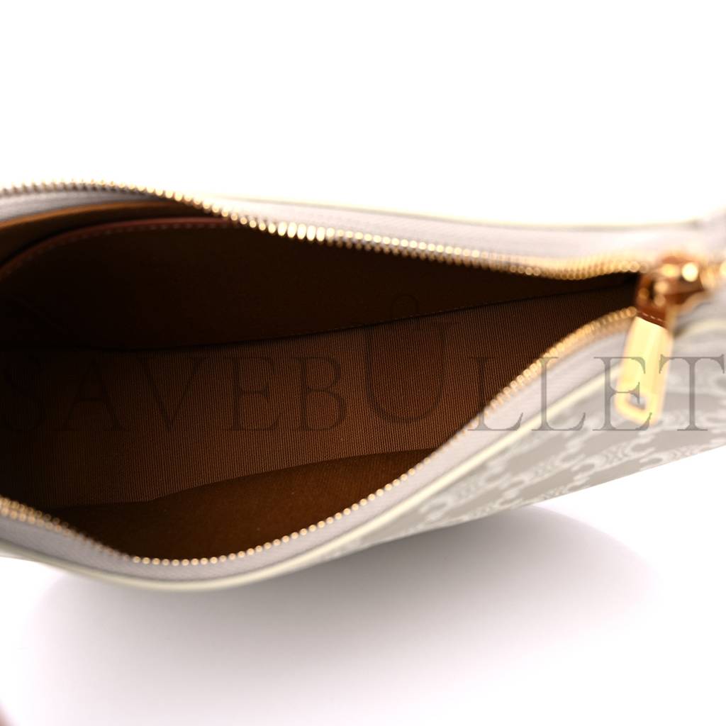 CELINE CANVAS CALFSKIN AVA TRIOMPHE SHOULDER BAG GREGE (25*13*7cm) CELINE CANVAS CALFSKIN AVA TRIOMPHE SHOULDER BAG GREGE (25*13*7cm)