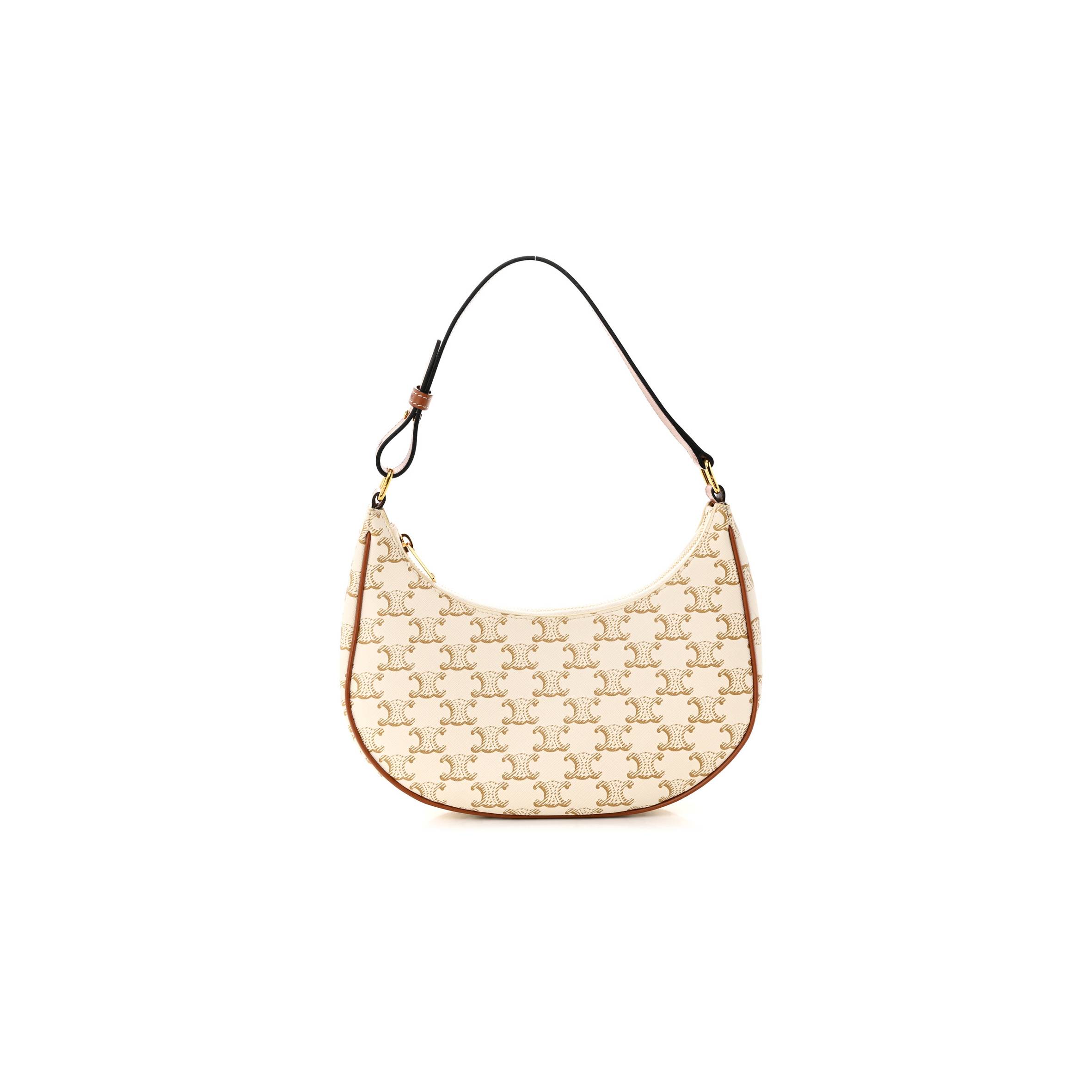 CELINE CANVAS CALFSKIN AVA TRIOMPHE SHOULDER BAG WHITE (25*19*8cm) CELINE CANVAS CALFSKIN AVA TRIOMPHE SHOULDER BAG WHITE (25*19*8cm)