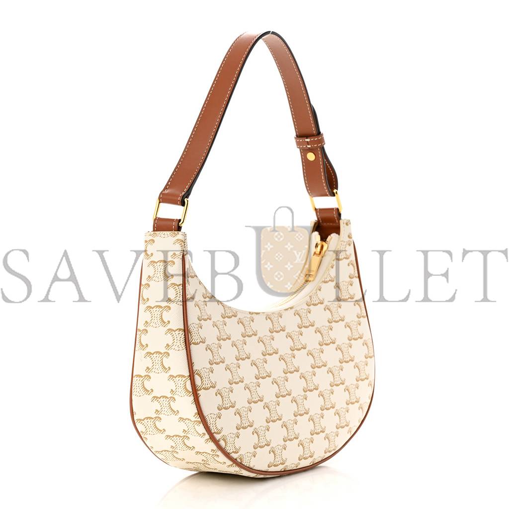 CELINE CANVAS CALFSKIN AVA TRIOMPHE SHOULDER BAG WHITE (25*19*8cm) CELINE CANVAS CALFSKIN AVA TRIOMPHE SHOULDER BAG WHITE (25*19*8cm)