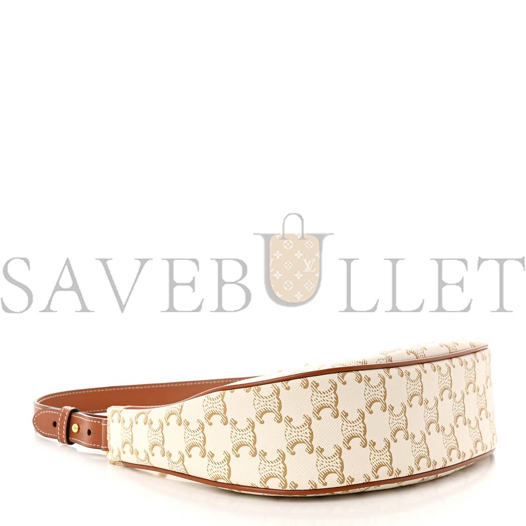 CELINE CANVAS CALFSKIN AVA TRIOMPHE SHOULDER BAG WHITE (25*19*8cm) CELINE CANVAS CALFSKIN AVA TRIOMPHE SHOULDER BAG WHITE (25*19*8cm)