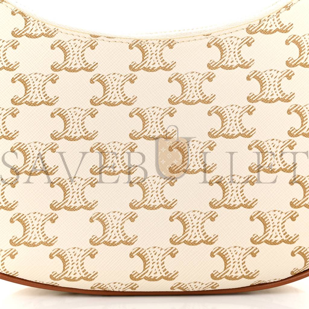 CELINE CANVAS CALFSKIN AVA TRIOMPHE SHOULDER BAG WHITE (25*19*8cm) CELINE CANVAS CALFSKIN AVA TRIOMPHE SHOULDER BAG WHITE (25*19*8cm)