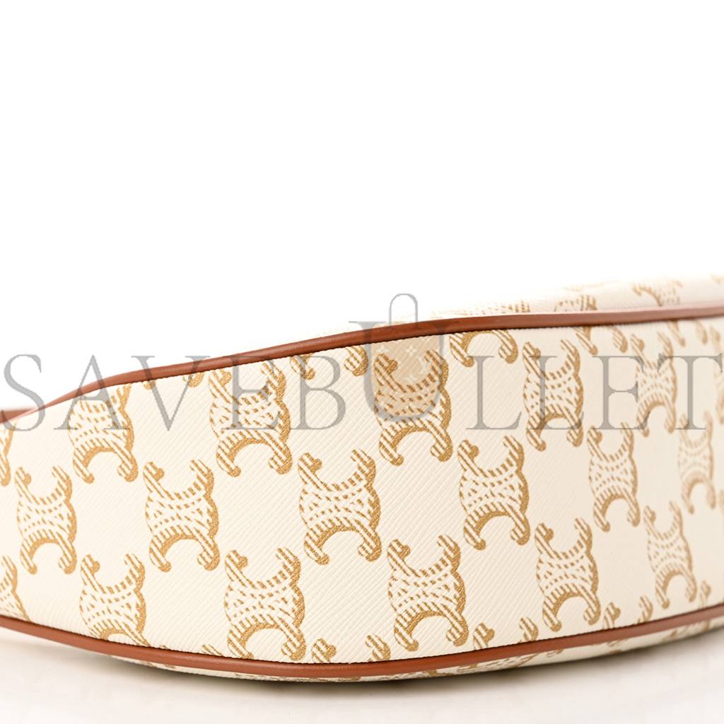 CELINE CANVAS CALFSKIN AVA TRIOMPHE SHOULDER BAG WHITE (25*19*8cm) CELINE CANVAS CALFSKIN AVA TRIOMPHE SHOULDER BAG WHITE (25*19*8cm)