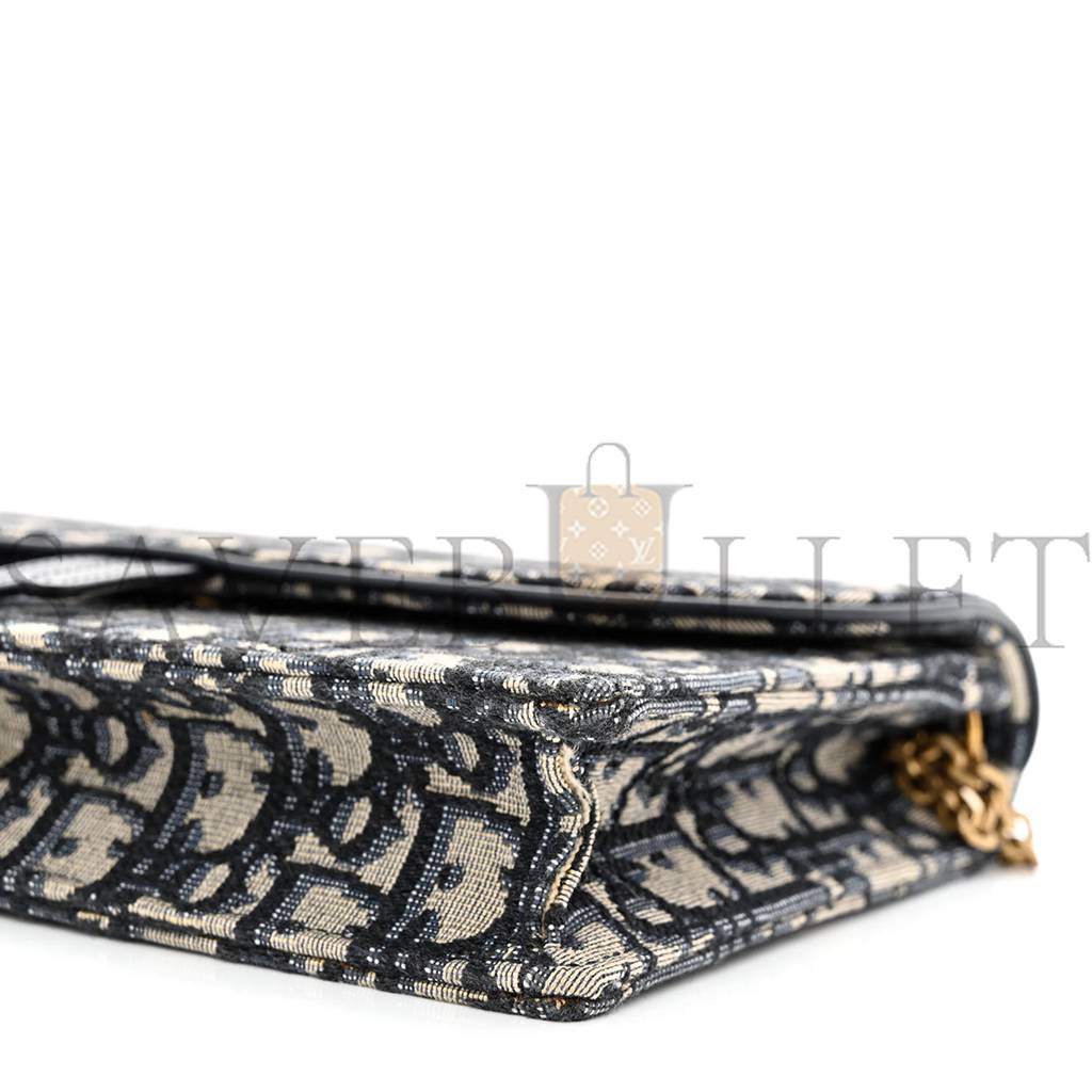 DIOR OBLIQUE SADDLE CHAIN POUCH BLUE (22*15*4.4cm)