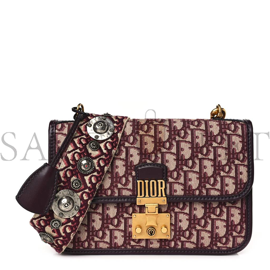 DIOR OBLIQUE DIORADDICT FLAP BAG BURGUNDY (24*17*5.1cm)